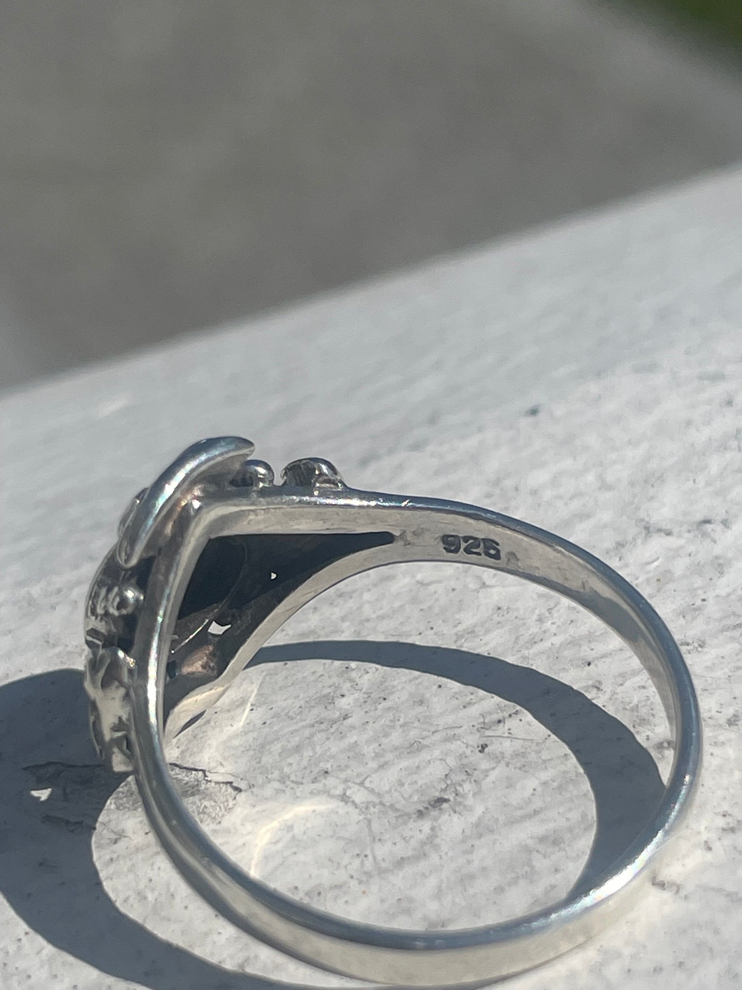 925 Sterling Silver Black Onyx Iron Cross Ring Size 8.5