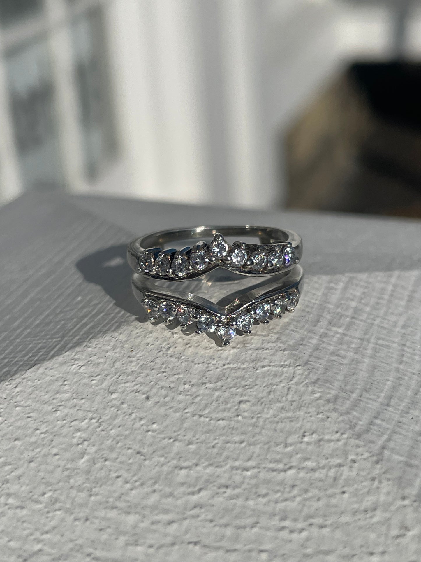 925 Sterling Silver Cubic Zirconia Insert Band Ring Size 6