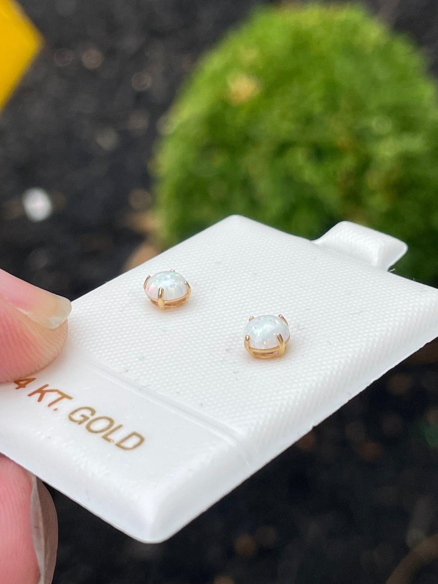 14k Gold .50ct Opal Stud Earrings