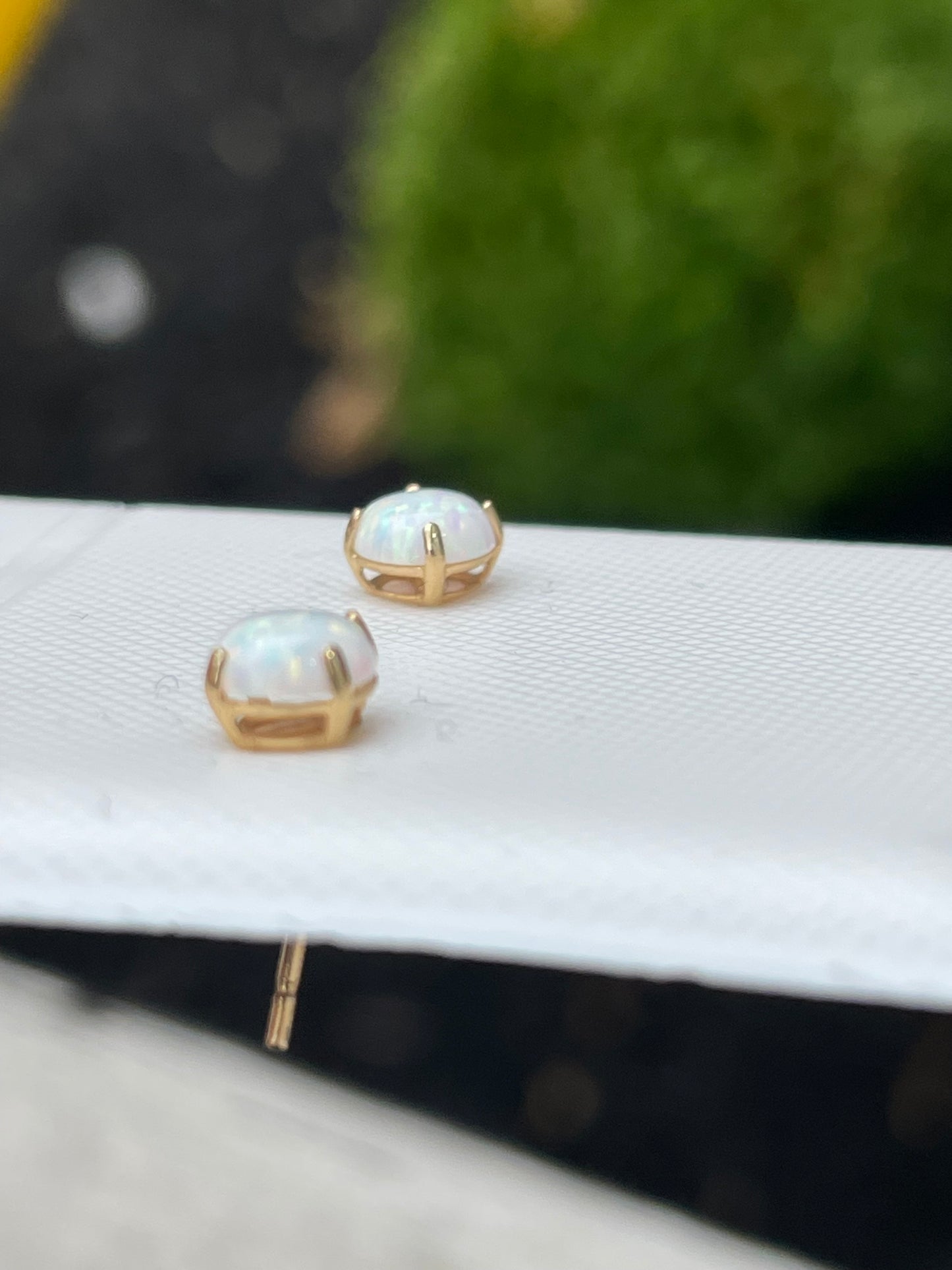 14k Gold .50ct Opal Stud Earrings