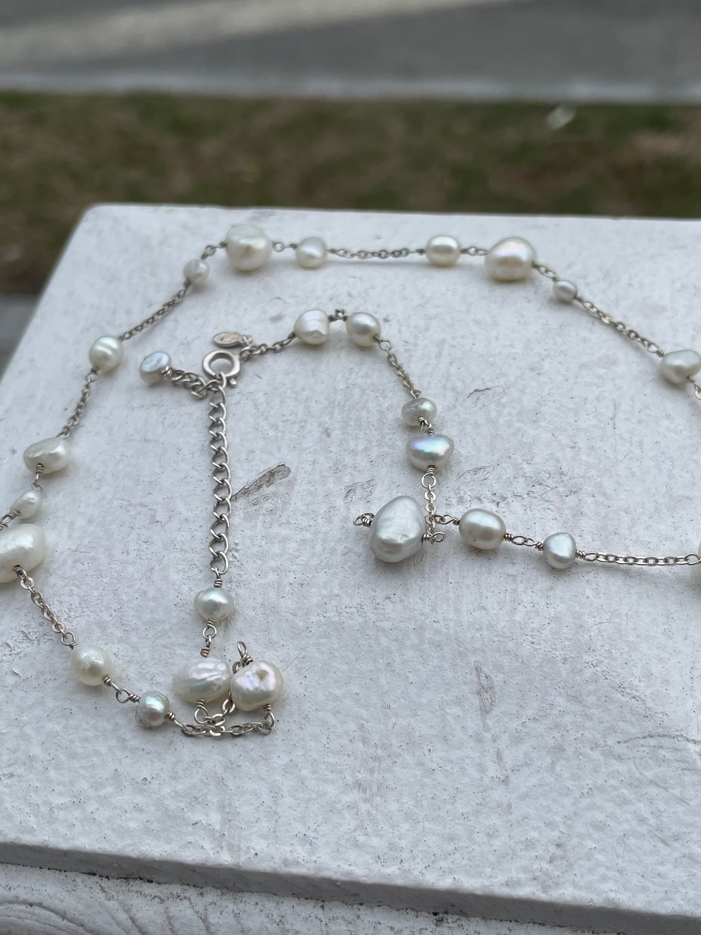 925 Sterling Silver Freshwater Pearl Necklace 16”-18”