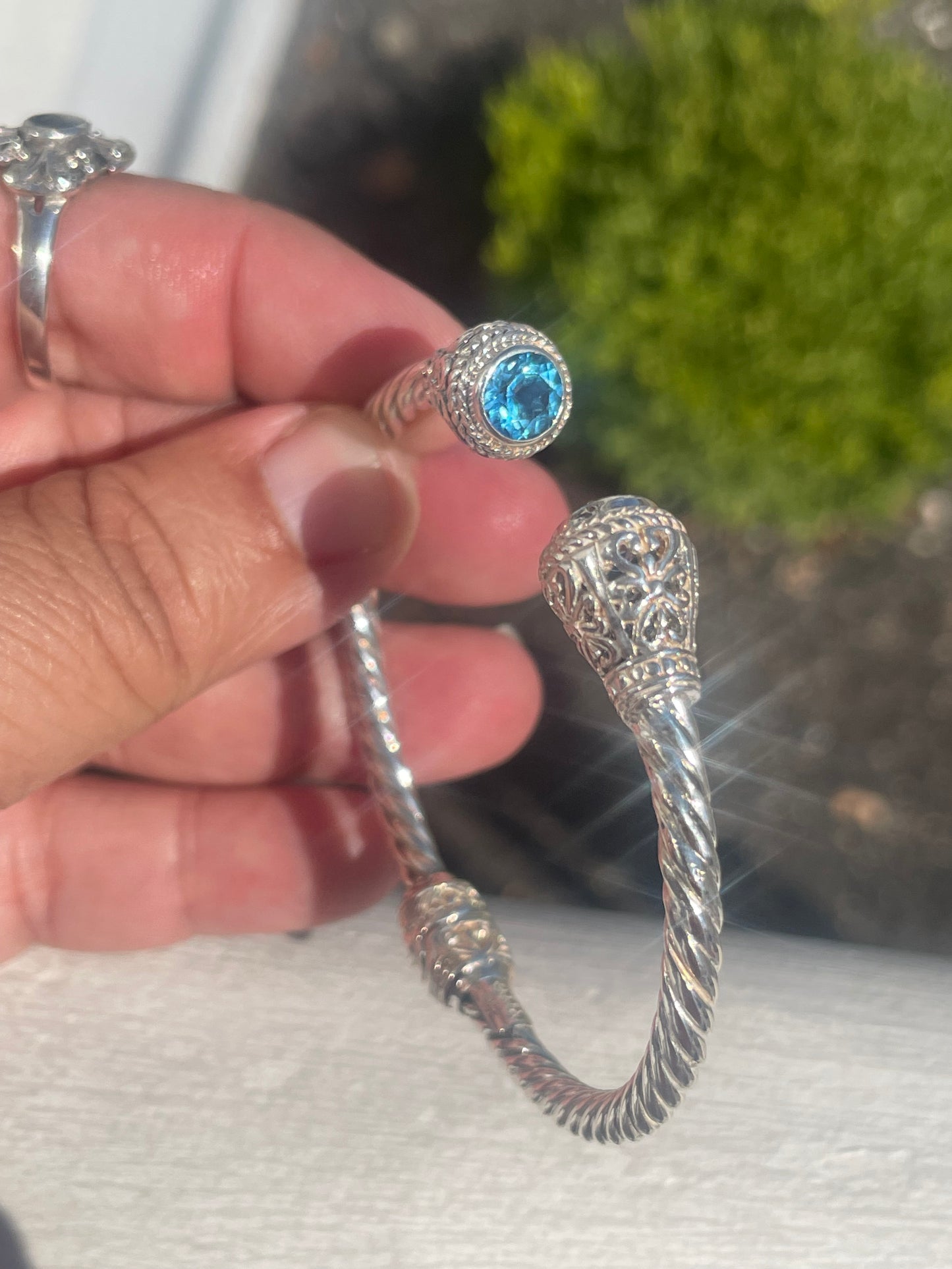 Designer Sarda 925 Sterling Silver Blue Topaz Bracelet