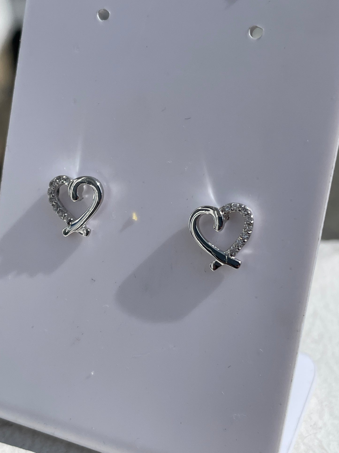 925 Sterling Silver Loving Heart Tiffany Style Stud Earrings