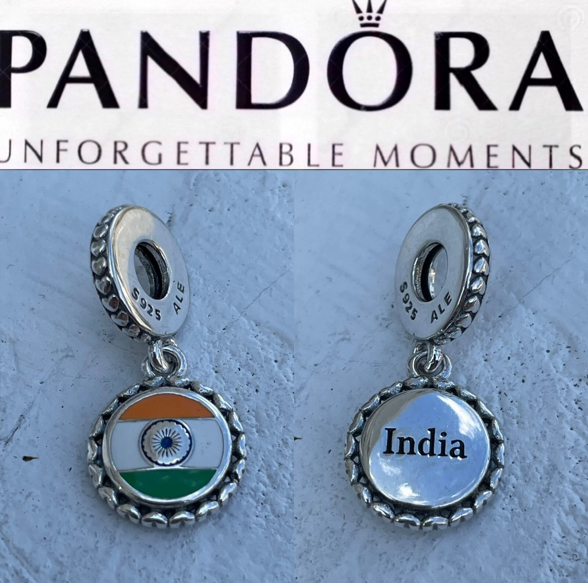 Pandora India Flag Country Exclusive Dangle Charm