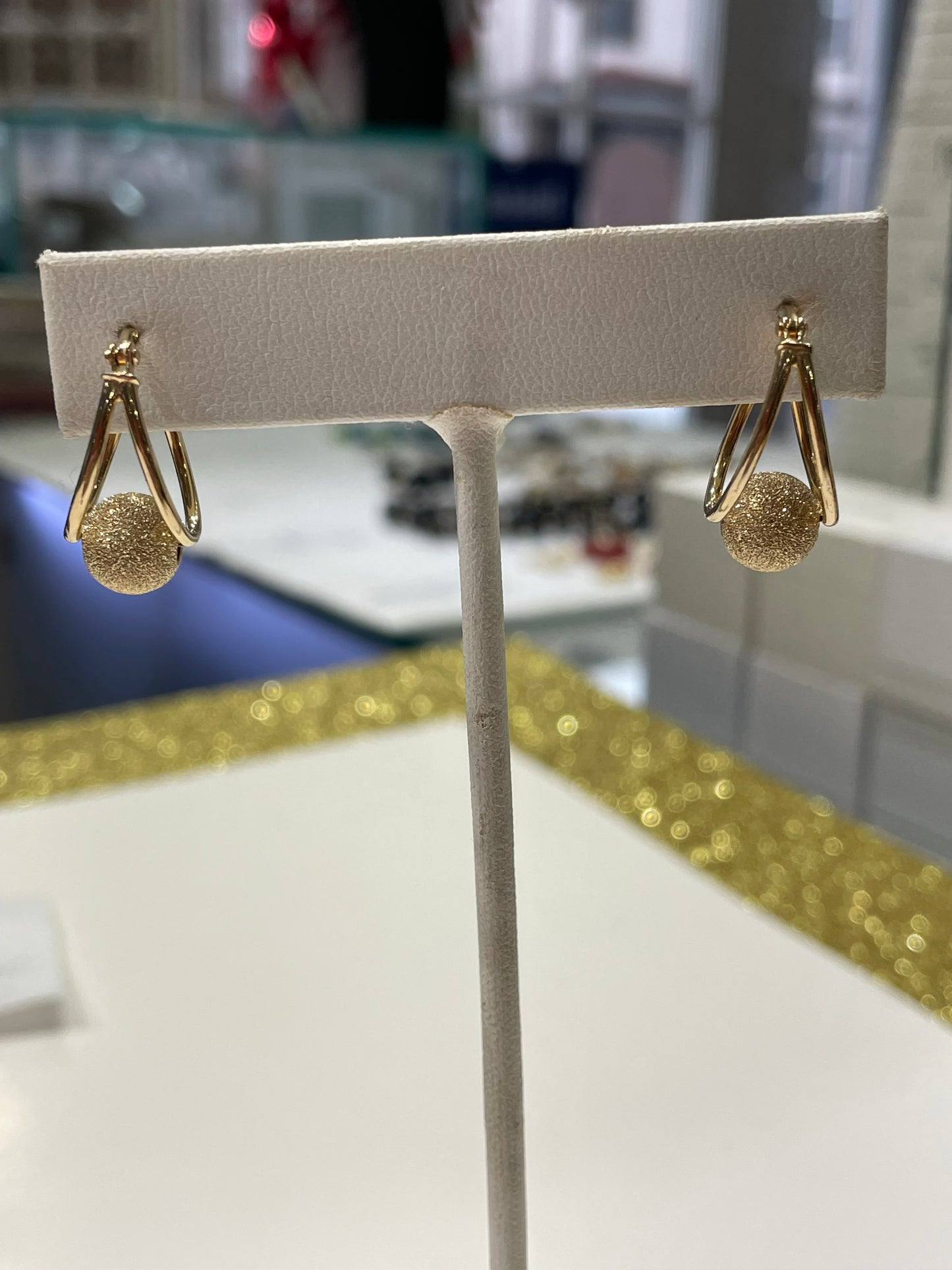 925 Sterling Silver Vermeil Sparkling Ball Drop Hoop Earrings