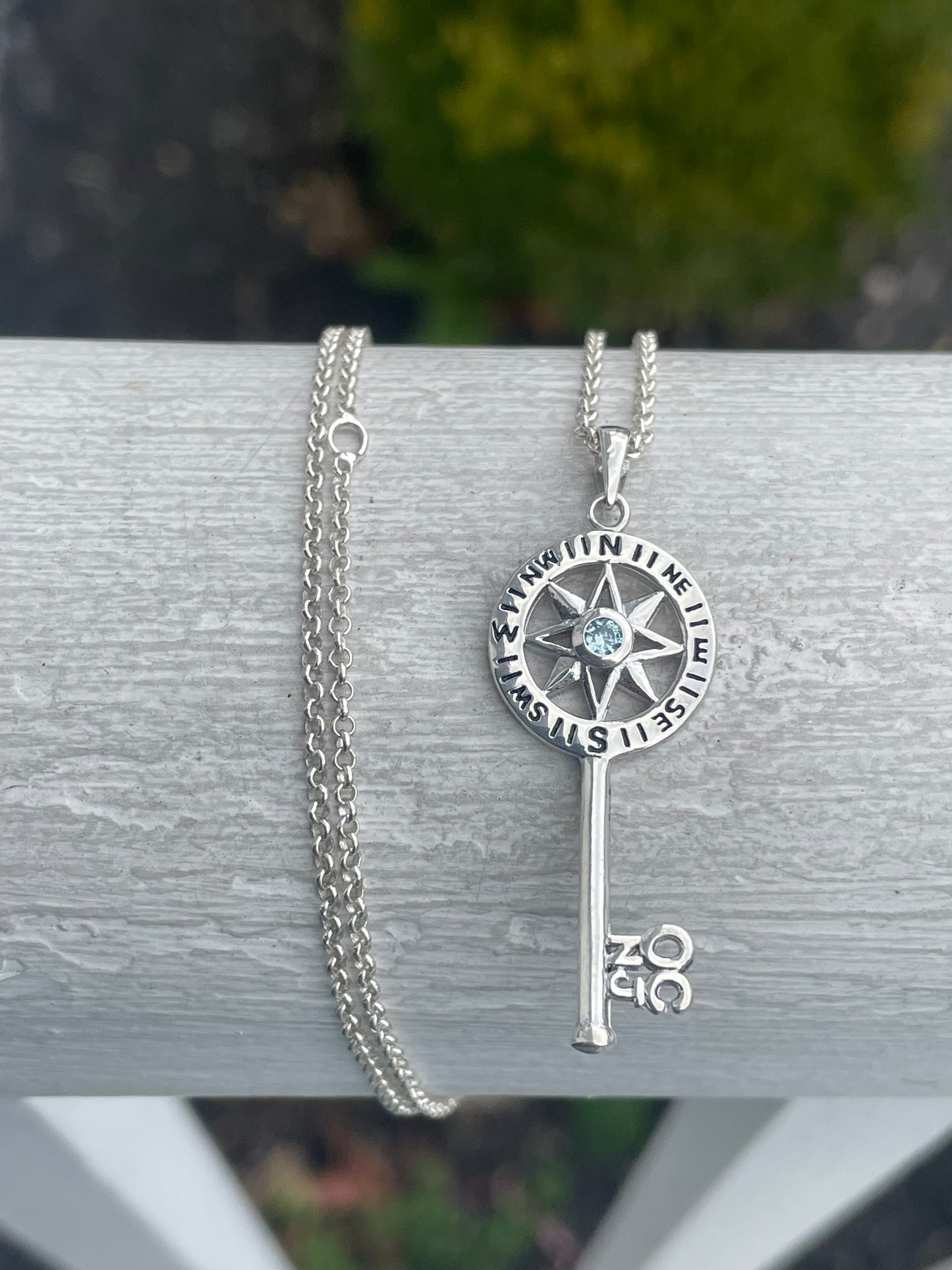 Ocean City NJ Exclusive 925 Sterling Silver Compass Key Necklace