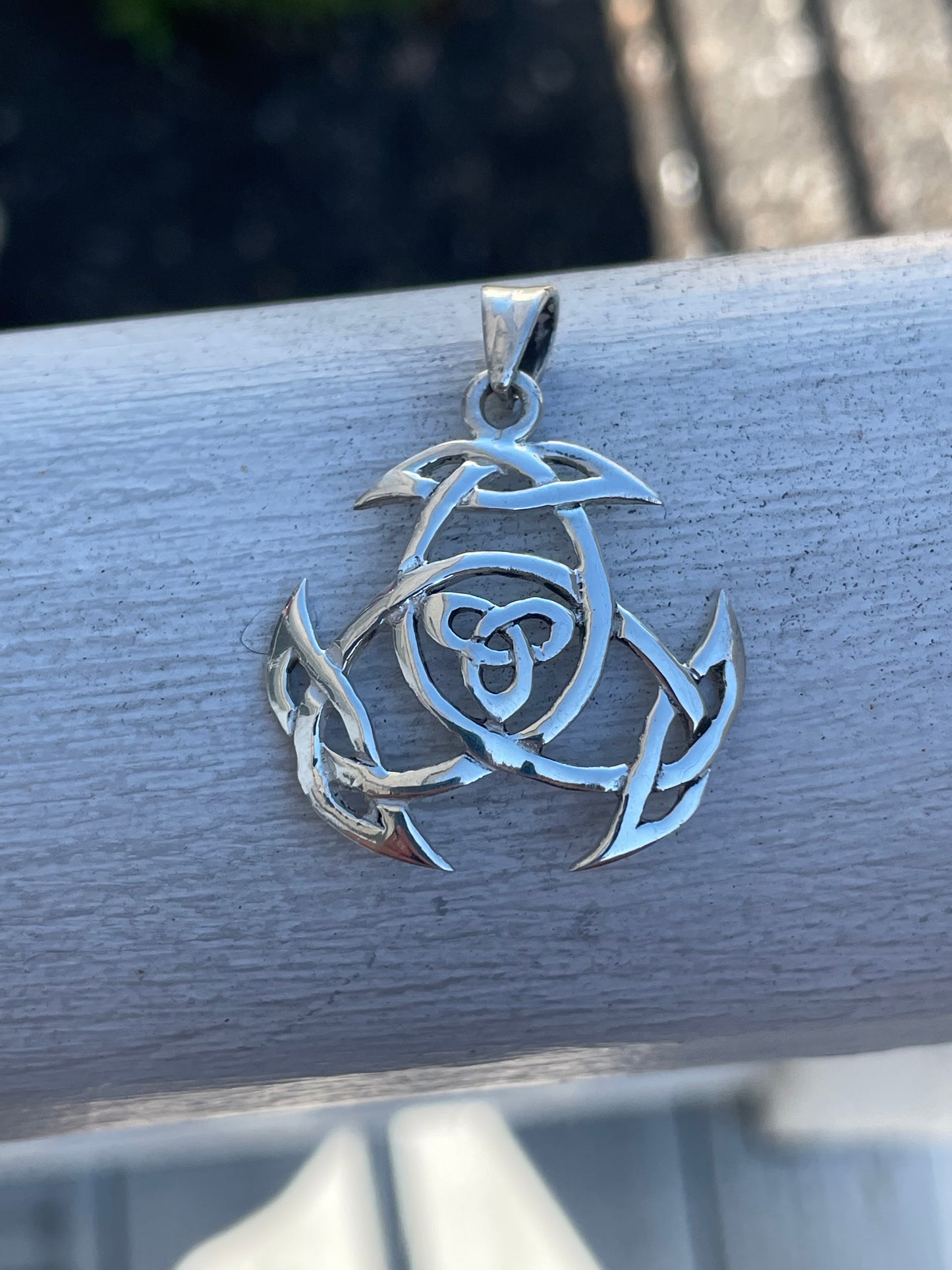 925 Sterling Silver Cosmic Celtic Triquetra Knot Pendant
