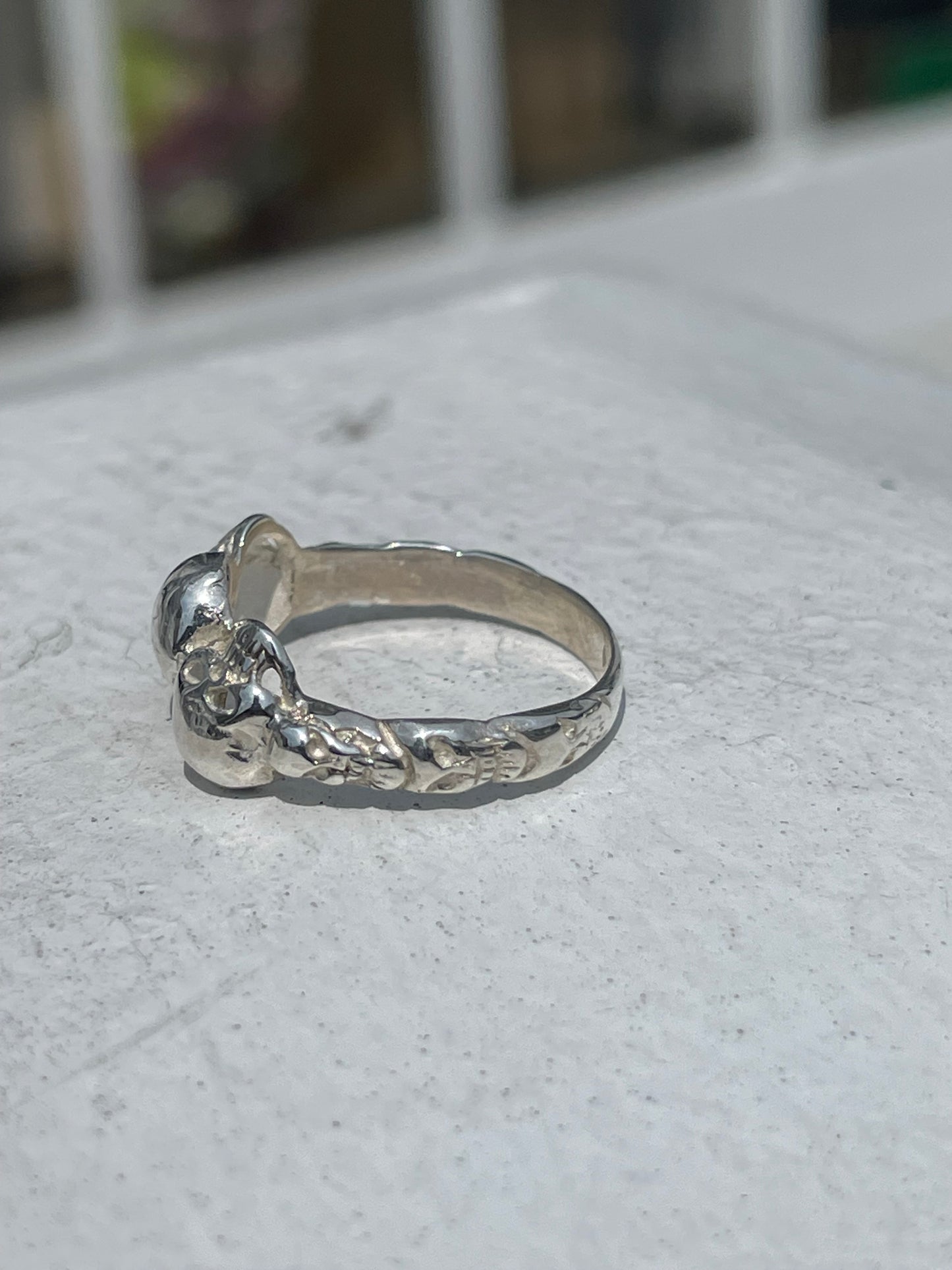 925 Sterling Silver Skull Band Ring Size 6