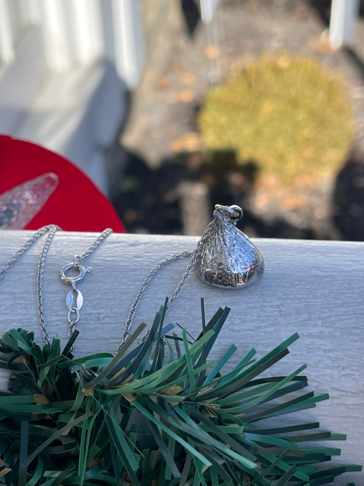 925 Sterling Silver Solid Hershey Kiss Necklace