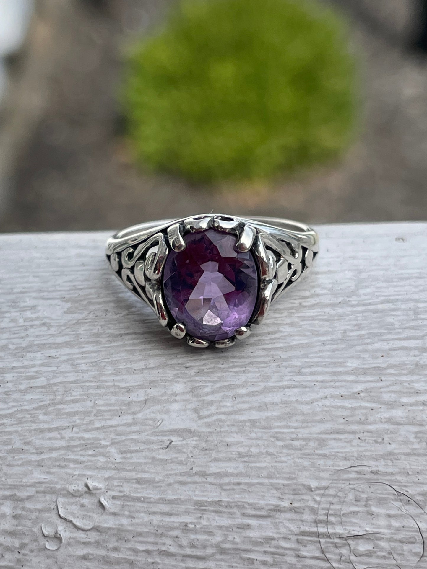 Designer Kabana 925 Sterling Silver Amethyst Ring Size 7