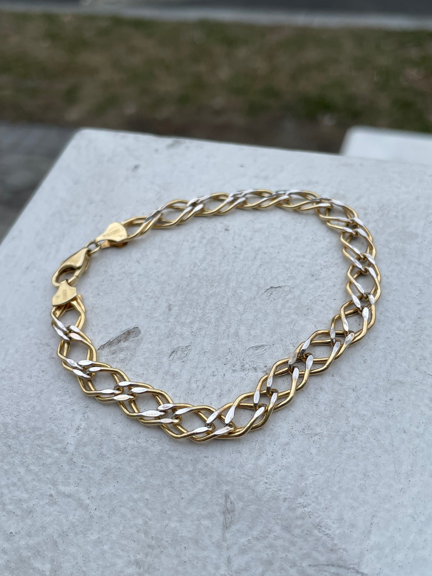 925 Sterling Silver Vermeil 2tone Infinity Link Bracelet 7.5”
