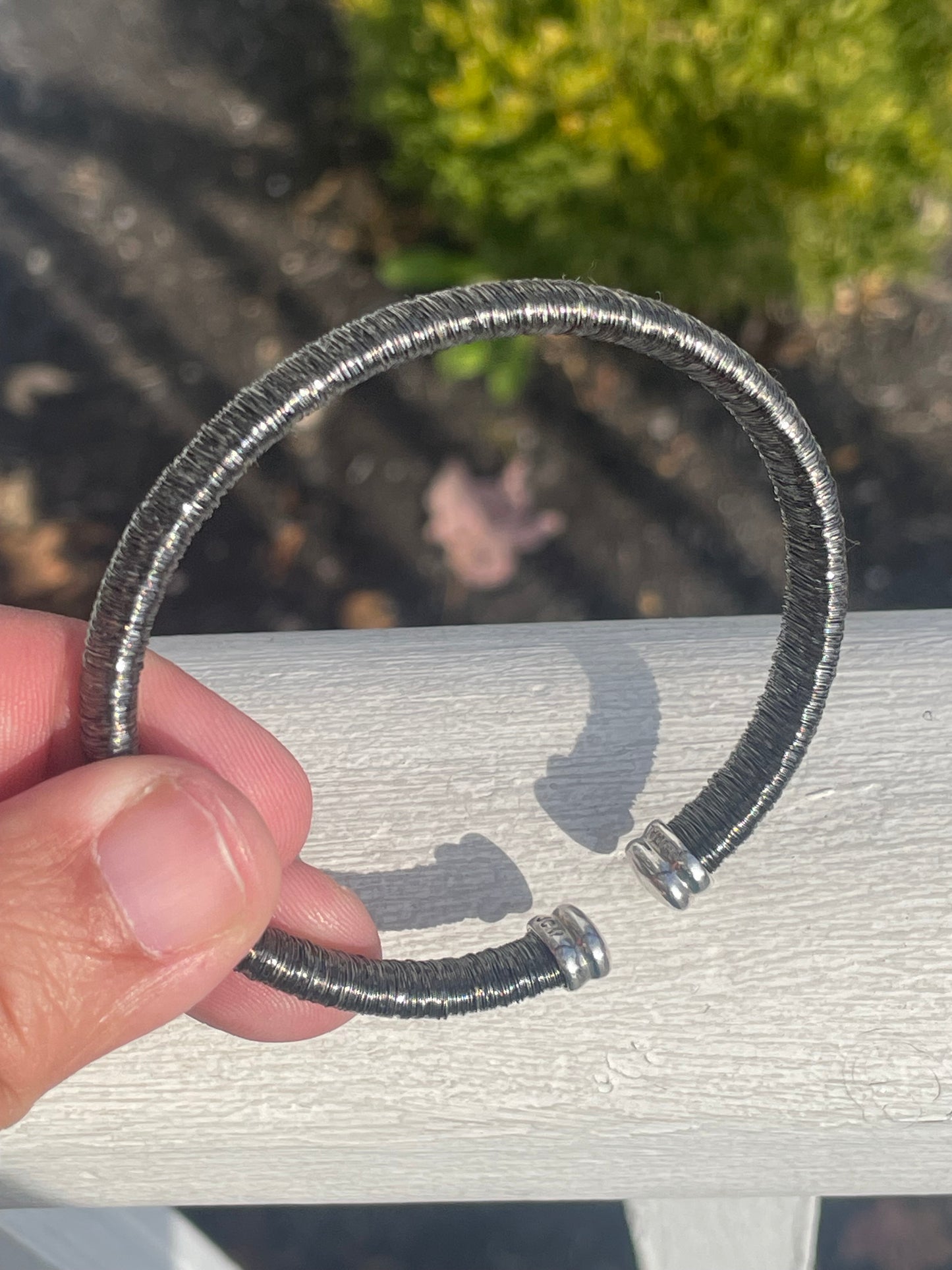 Designer JCM Oxidized 925 Sterling Silver Wired Flex Cuff Bracelet Open Size