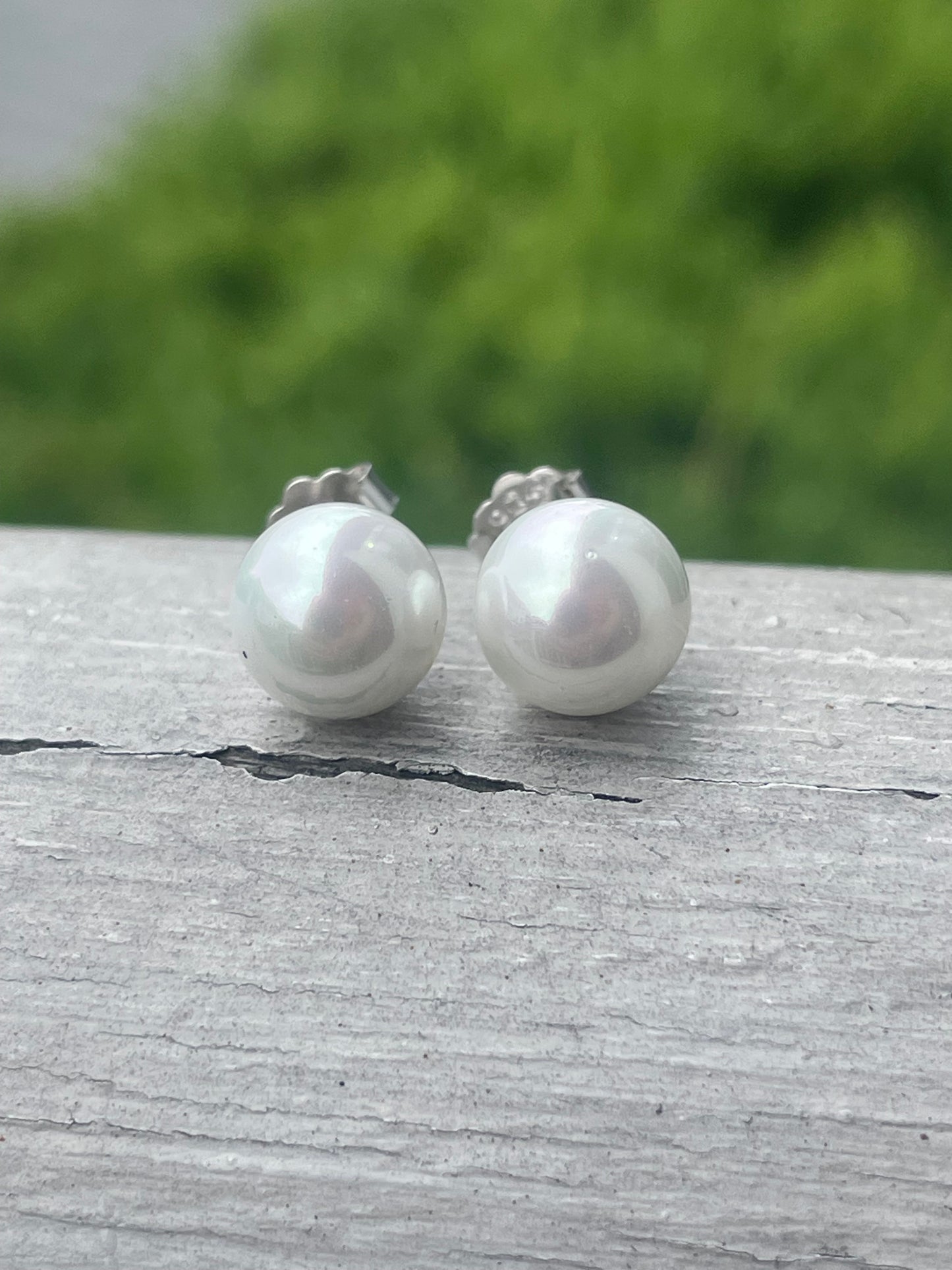 925 Sterling Silver 10mm Freshwater Pearl Stud Earrings