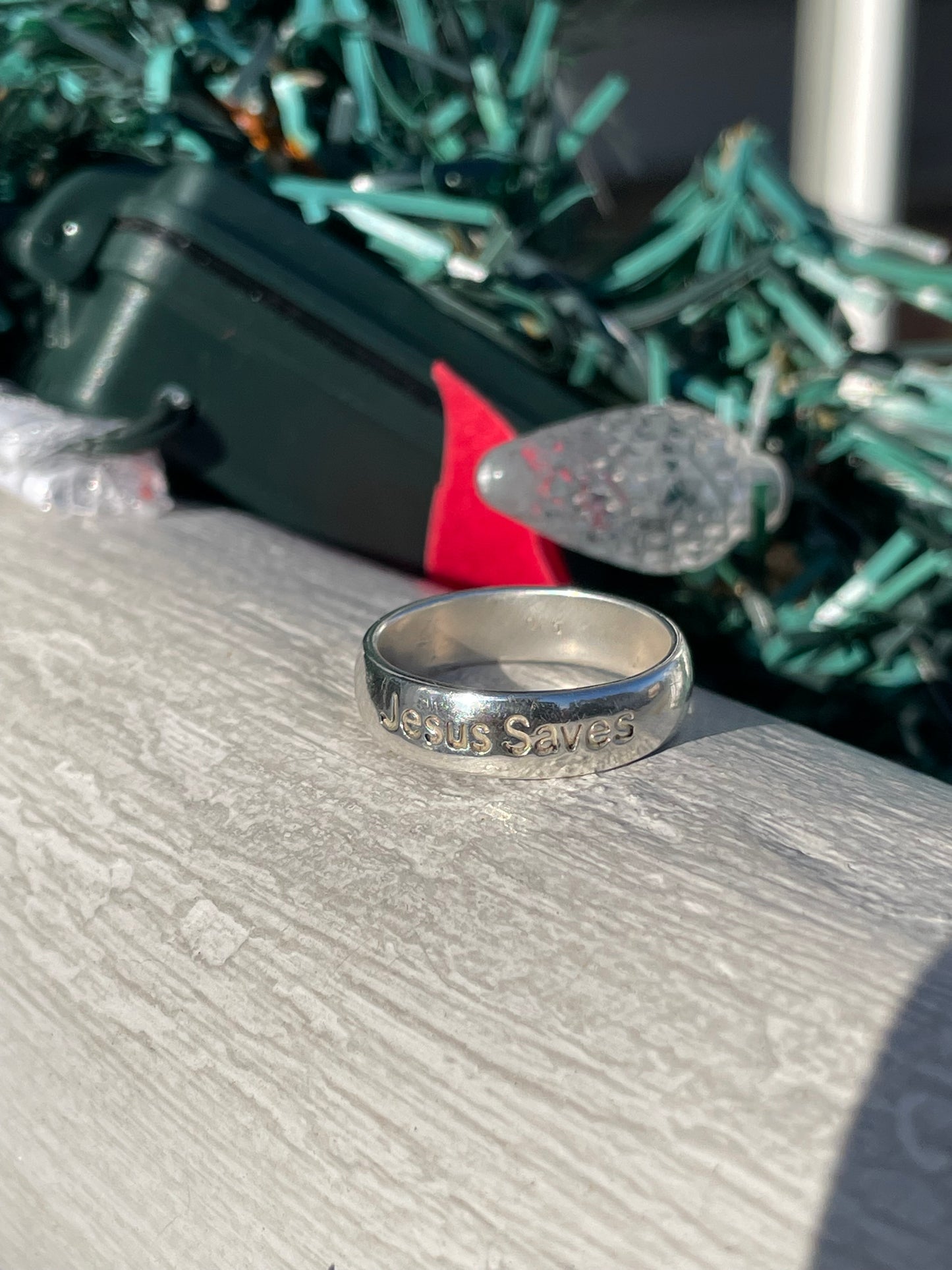 925 Sterling Silver Jesus Saves Solid Band Ring Size 7