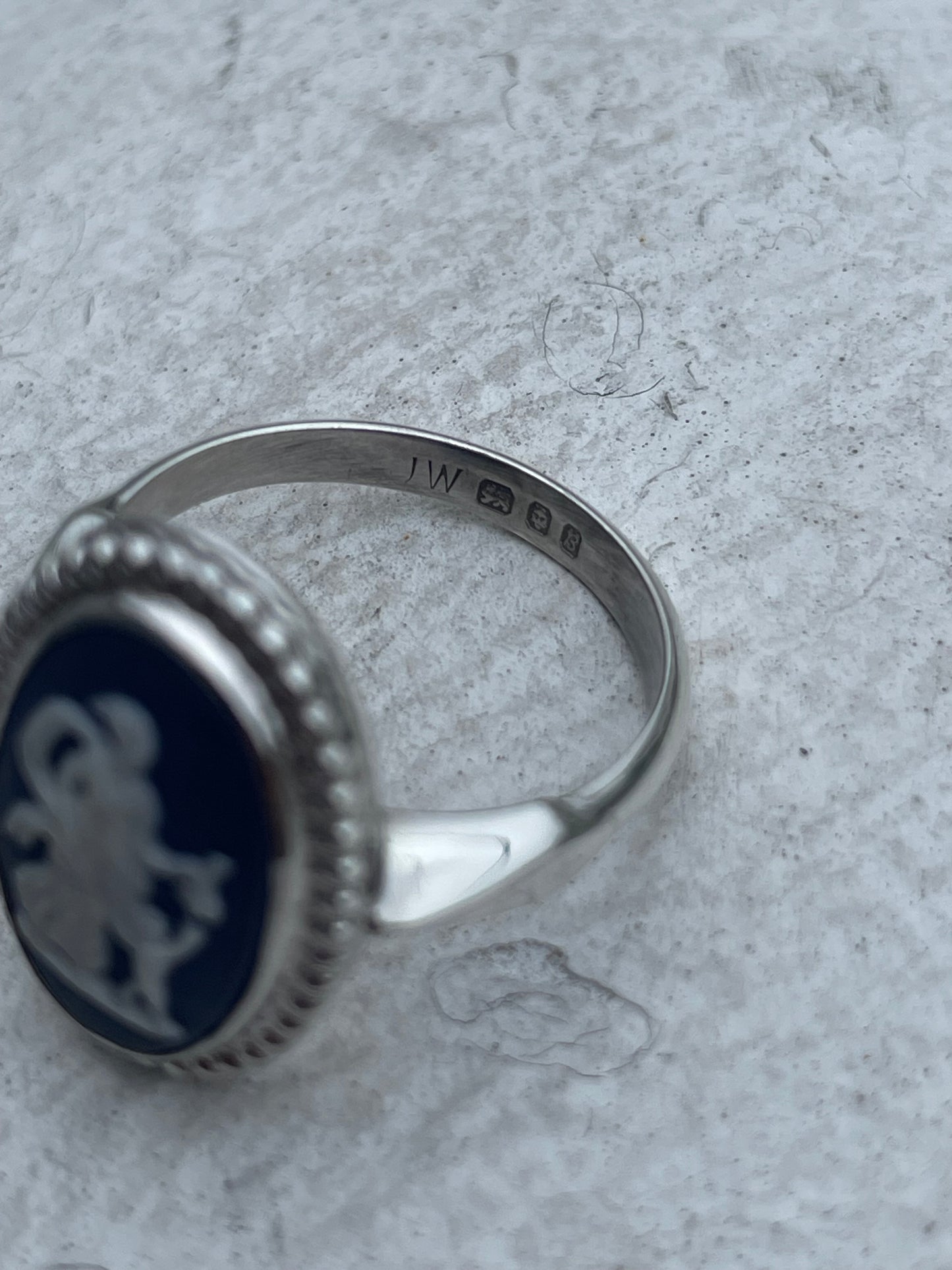 Designer Wedgwood 925 Sterling Silver Green Blue Cameo Ring Size 6