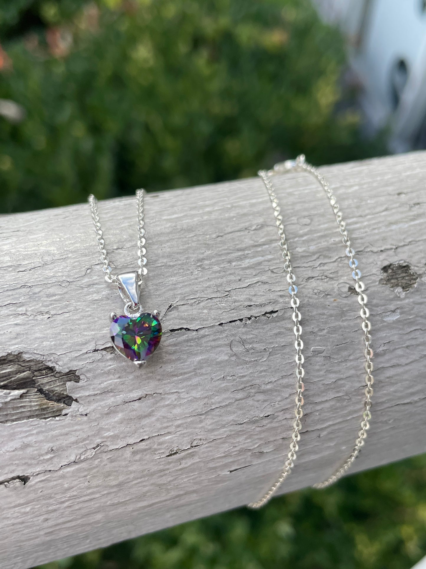 925 Sterling Silver 1.00ct Mystic Topaz Heart Necklace