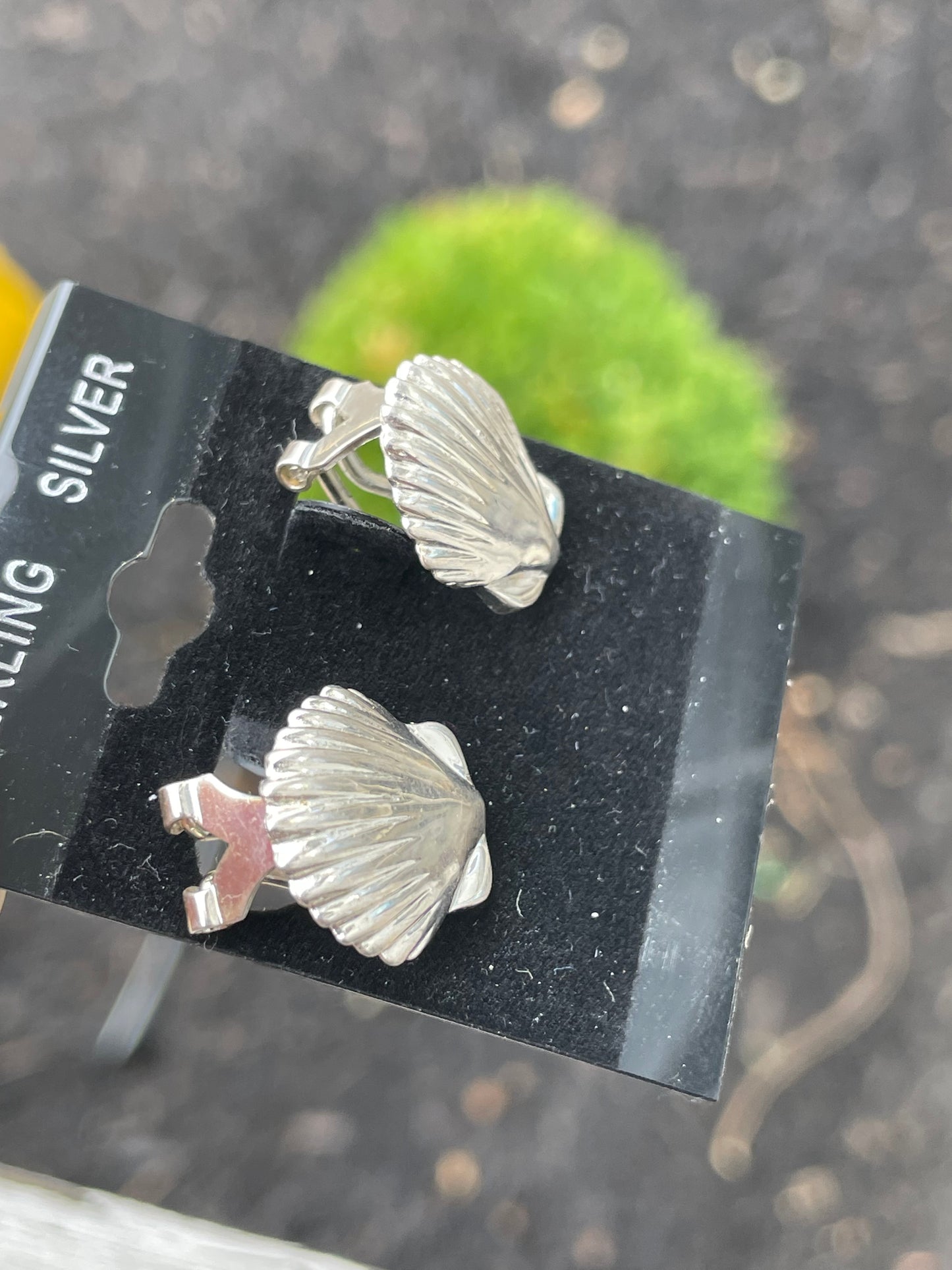 925 Sterling Silver Seashell Earrings ~ Omega Back Closures