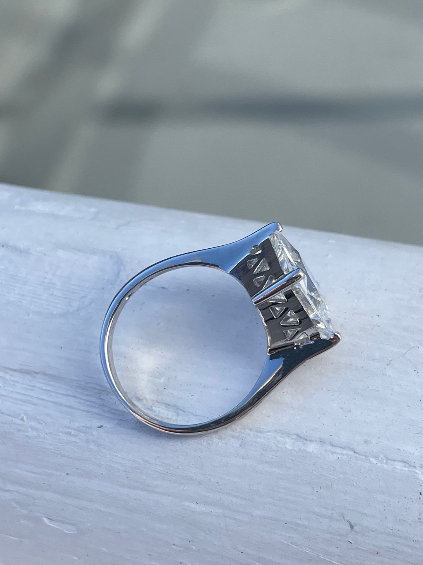 925 Sterling Silver Princess Cut Clear Zirconia Solitaire Ring