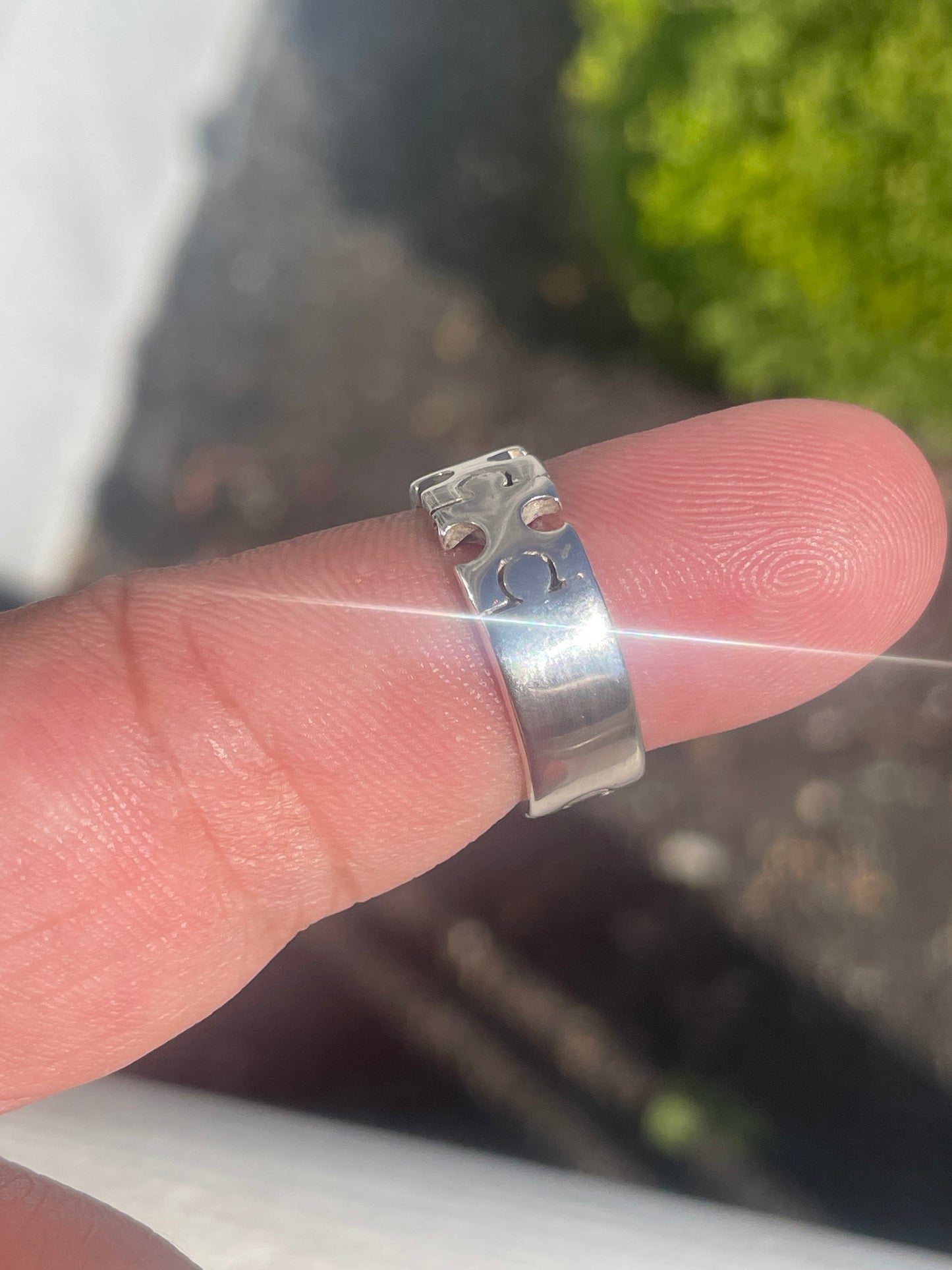 925 Sterling Silver Interlocking Puzzle Pieces Band Ring Size 6