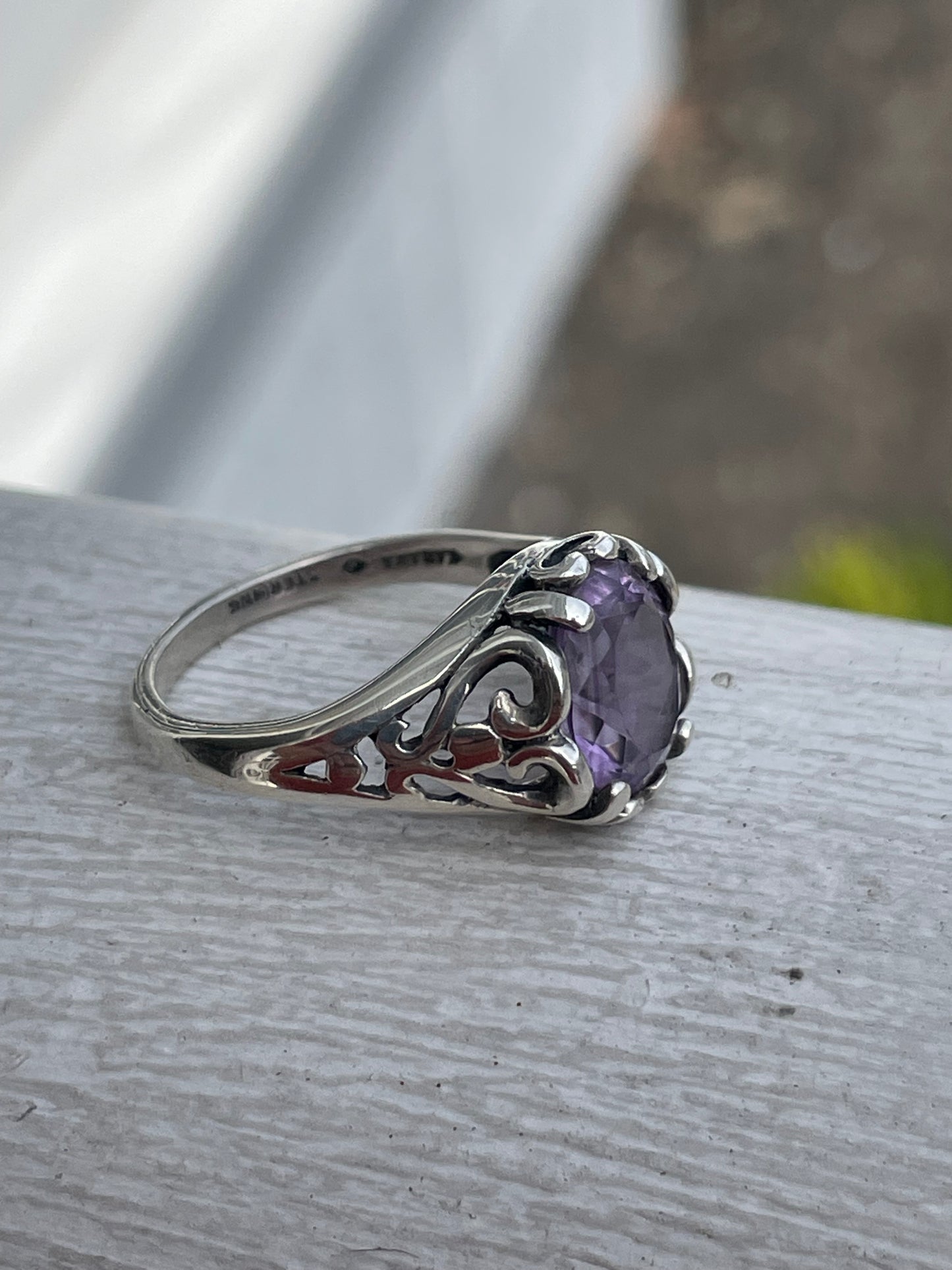 Designer Kabana 925 Sterling Silver Amethyst Ring Size 7
