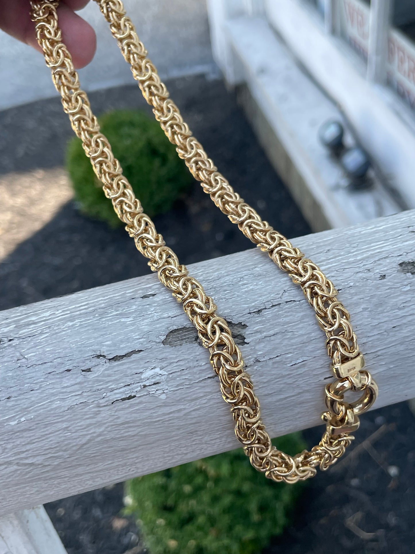 925 Sterling Silver Vermeil Byzantine Link Necklace 17”