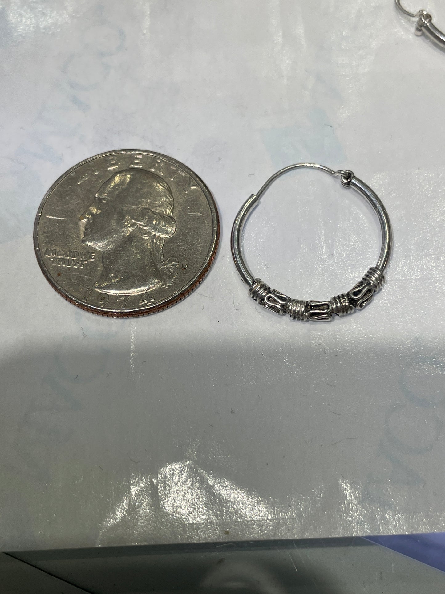 925 Sterling Silver Bali Hoop Earrings 15mm