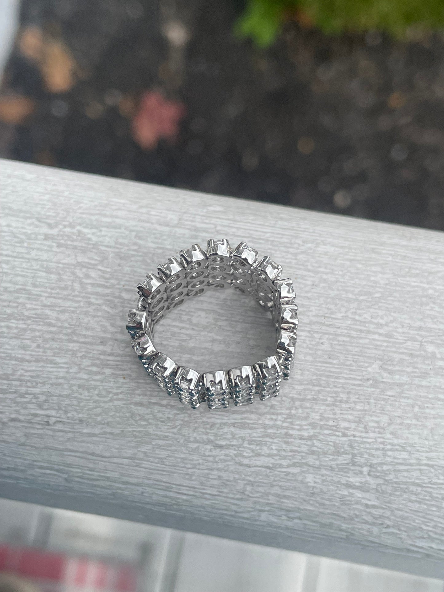 925 Sterling Silver 4 Row Cz Flex Band Eternity Ring Size 6.5