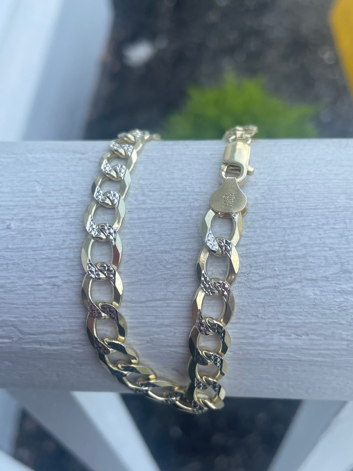 925 Sterling Silver Vermeil Cuban Link Bracelet 9.25”