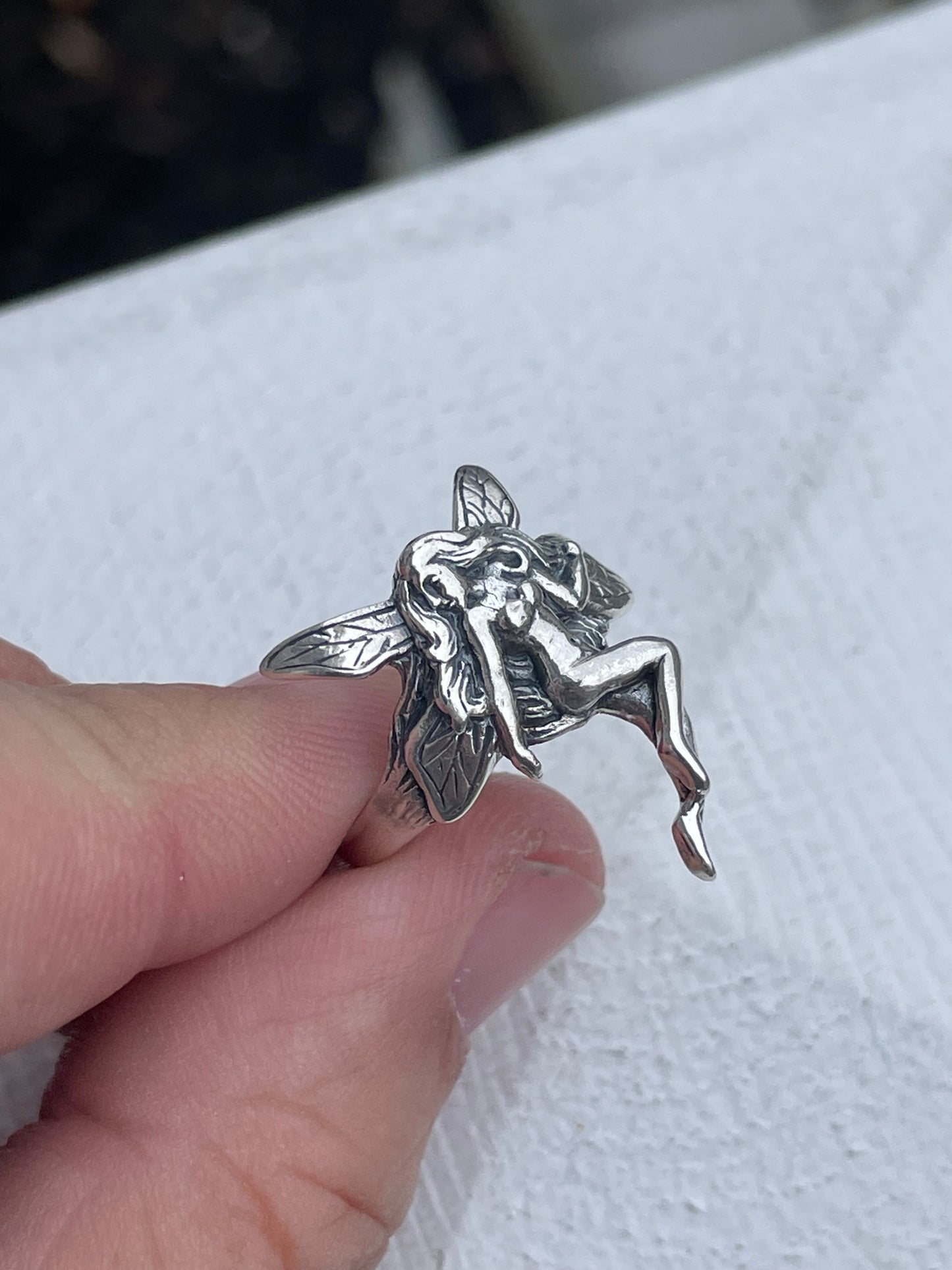 925 Sterling Silver Curved Fairy Ring Size 8