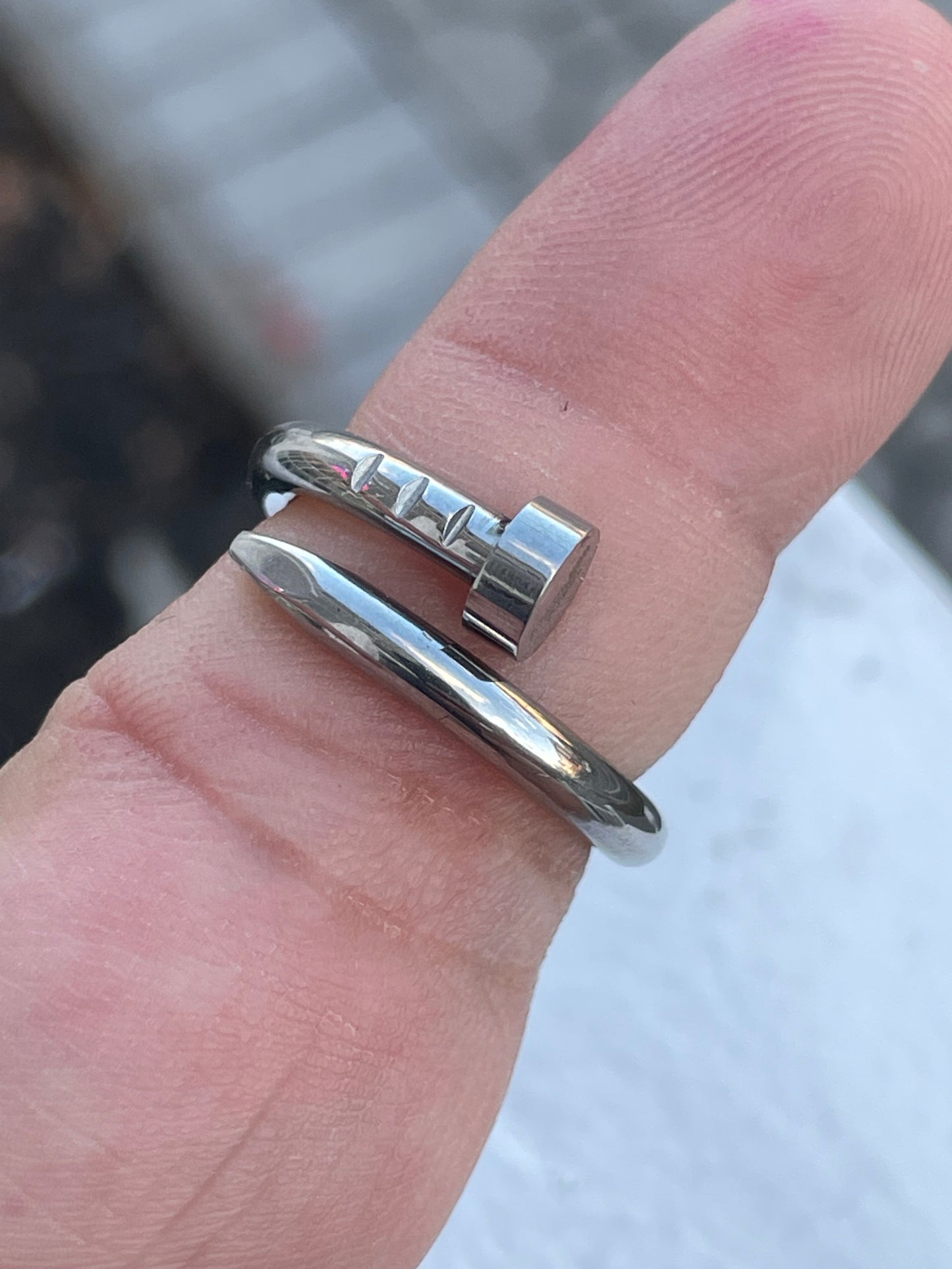 Stainless Steel Curved Nail Cartier Style Ring