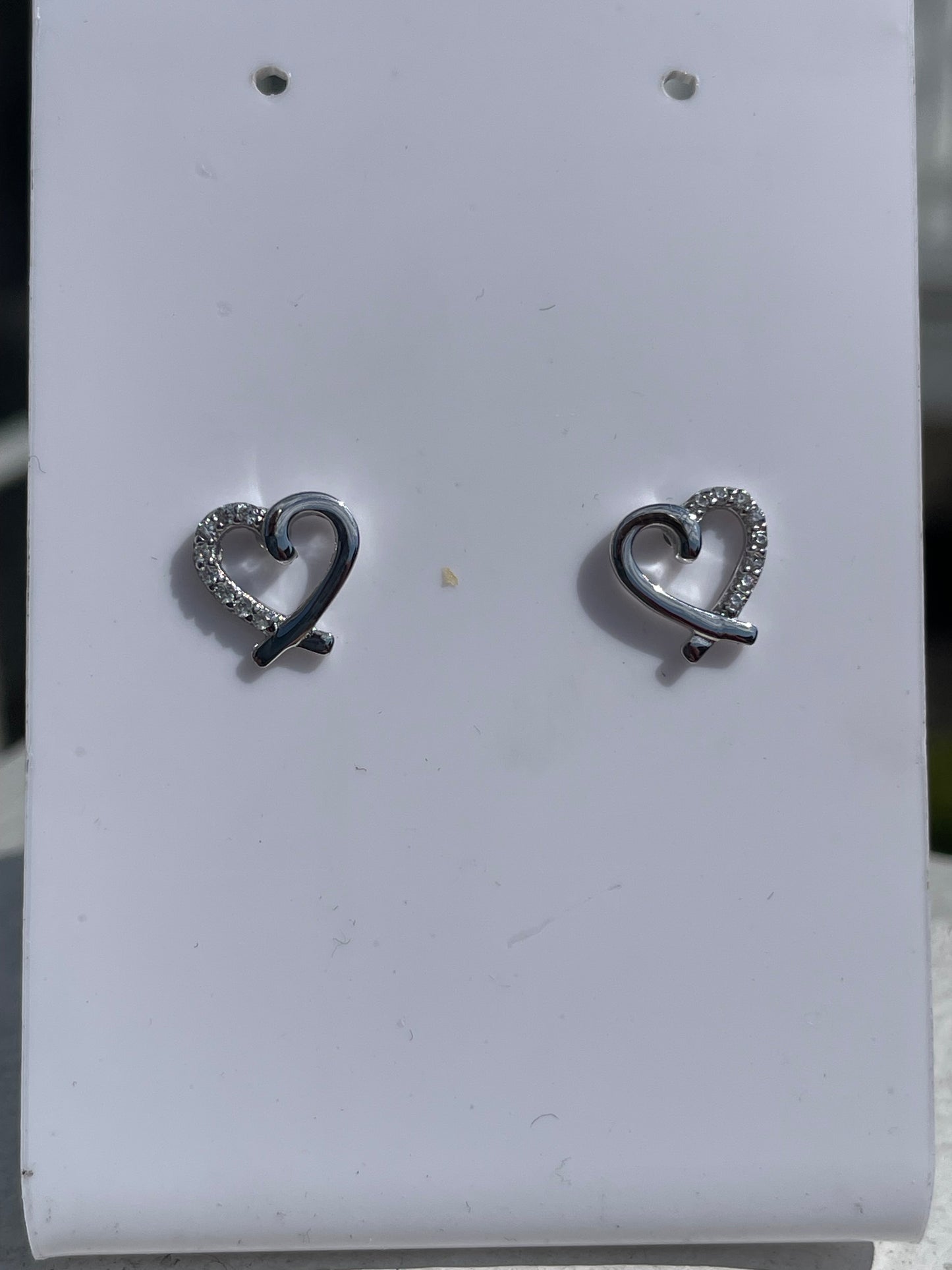 925 Sterling Silver Loving Heart Tiffany Style Stud Earrings