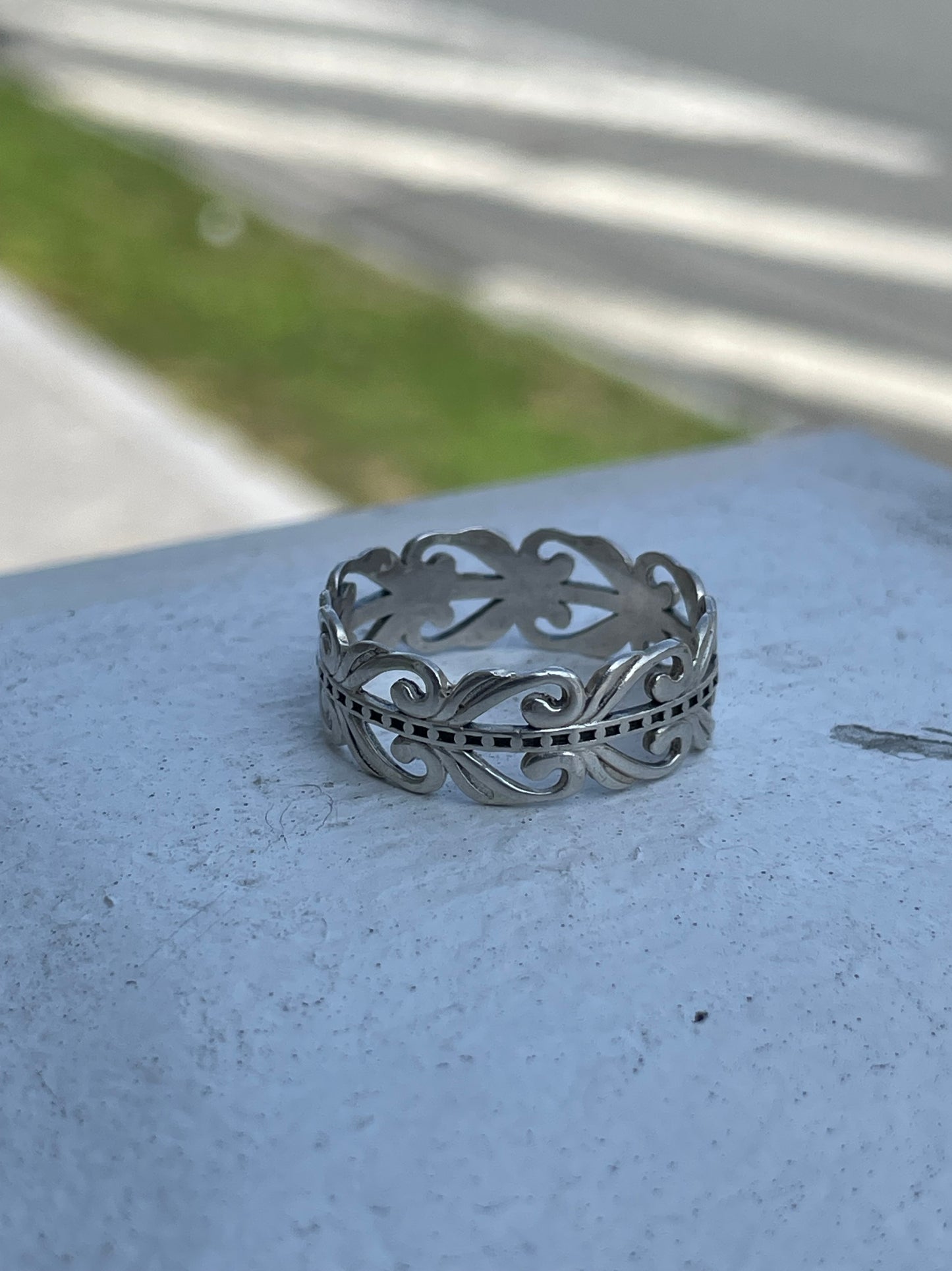 925 Sterling Silver Open Filigree Eternity Band Ring Size 11
