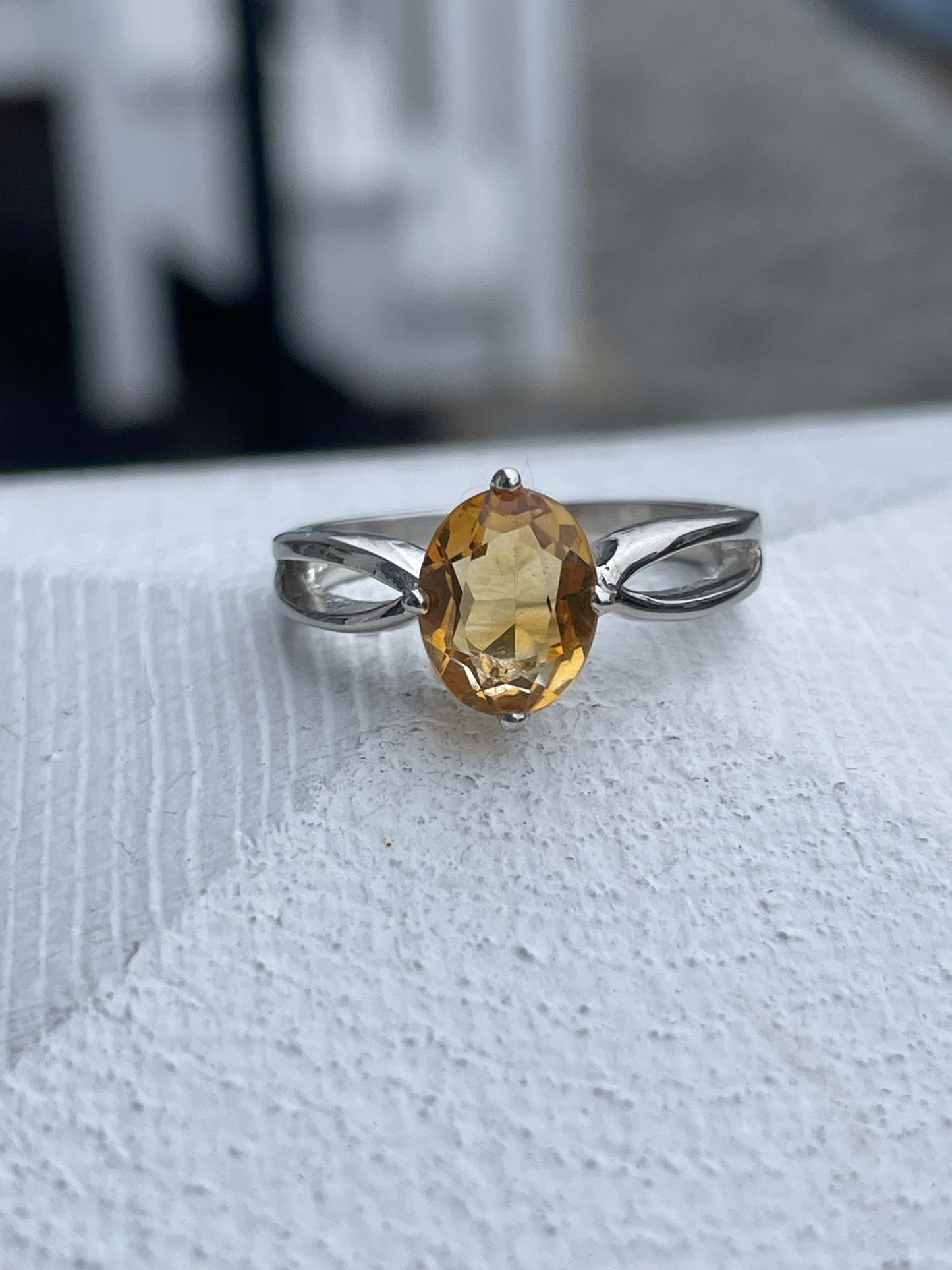 925 Sterling Silver 1.00ct Solitaire Citrine Ring Size 8