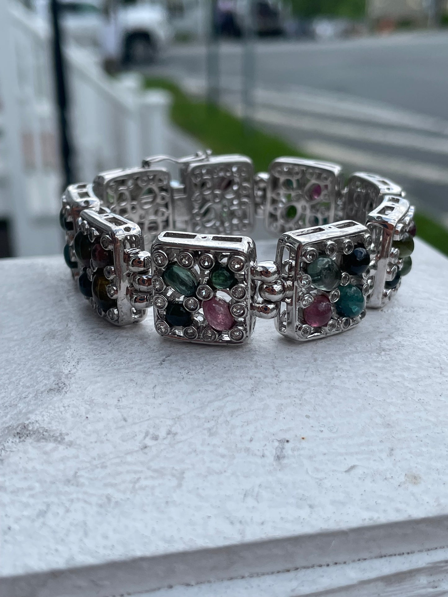 Rarities by Carol Brodie Designer Natural Multi Colored Tourmaline Bracelet 7.5”