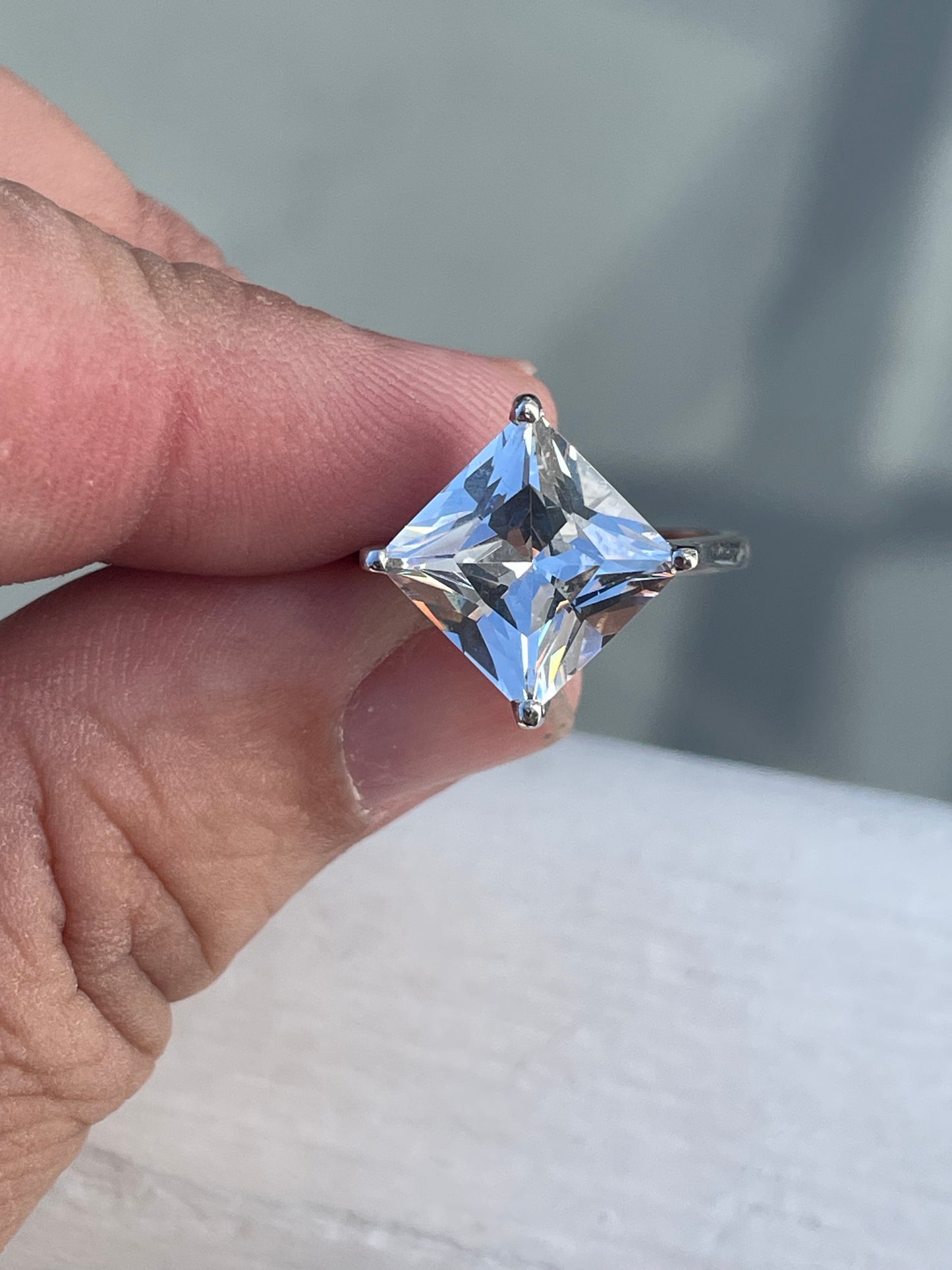 925 Sterling Silver Princess Cut Clear Zirconia Solitaire Ring