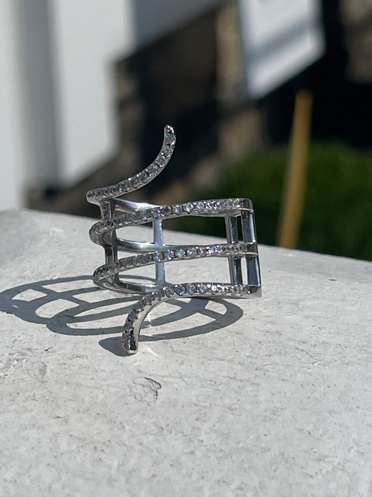 925 Sterling Silver Sparkling Cz Snake Ring Size 8