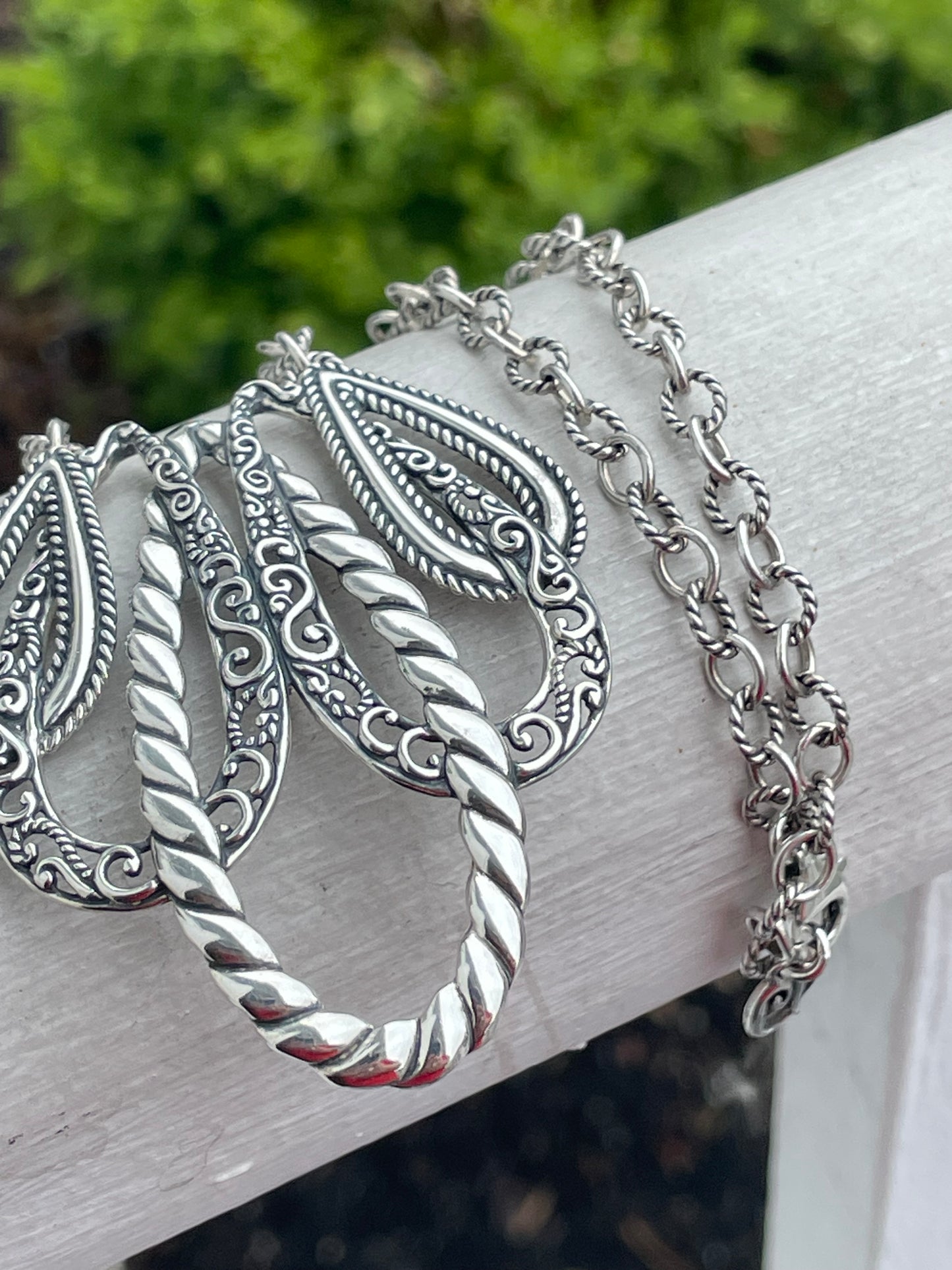 Designer Carolyn Pollack Relios Lasting Connections 925 Sterling Silver Statement Necklace 16”