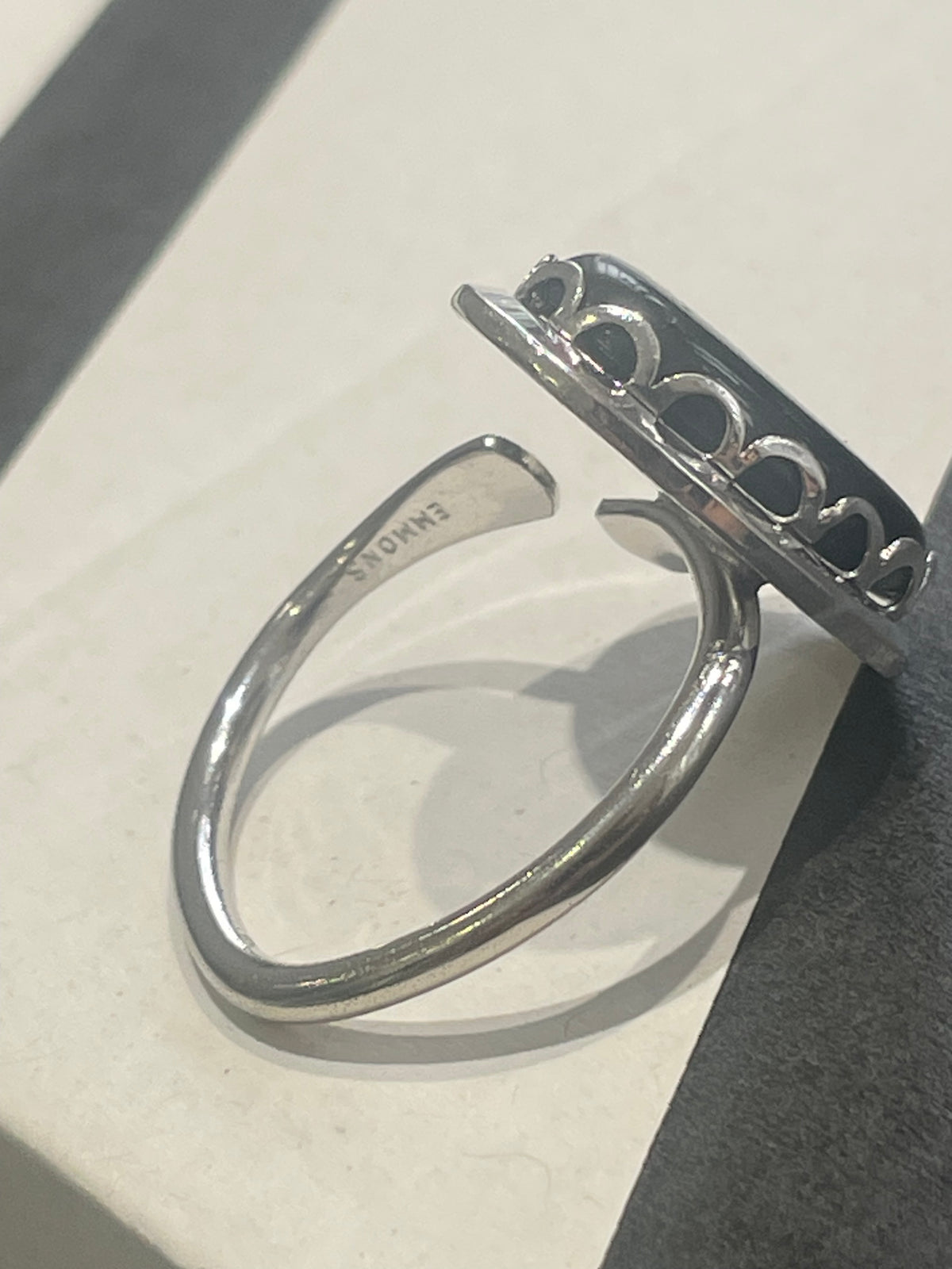 Designer Wesley Emmons Open Size 925 Sterling Silver Onyx Ring