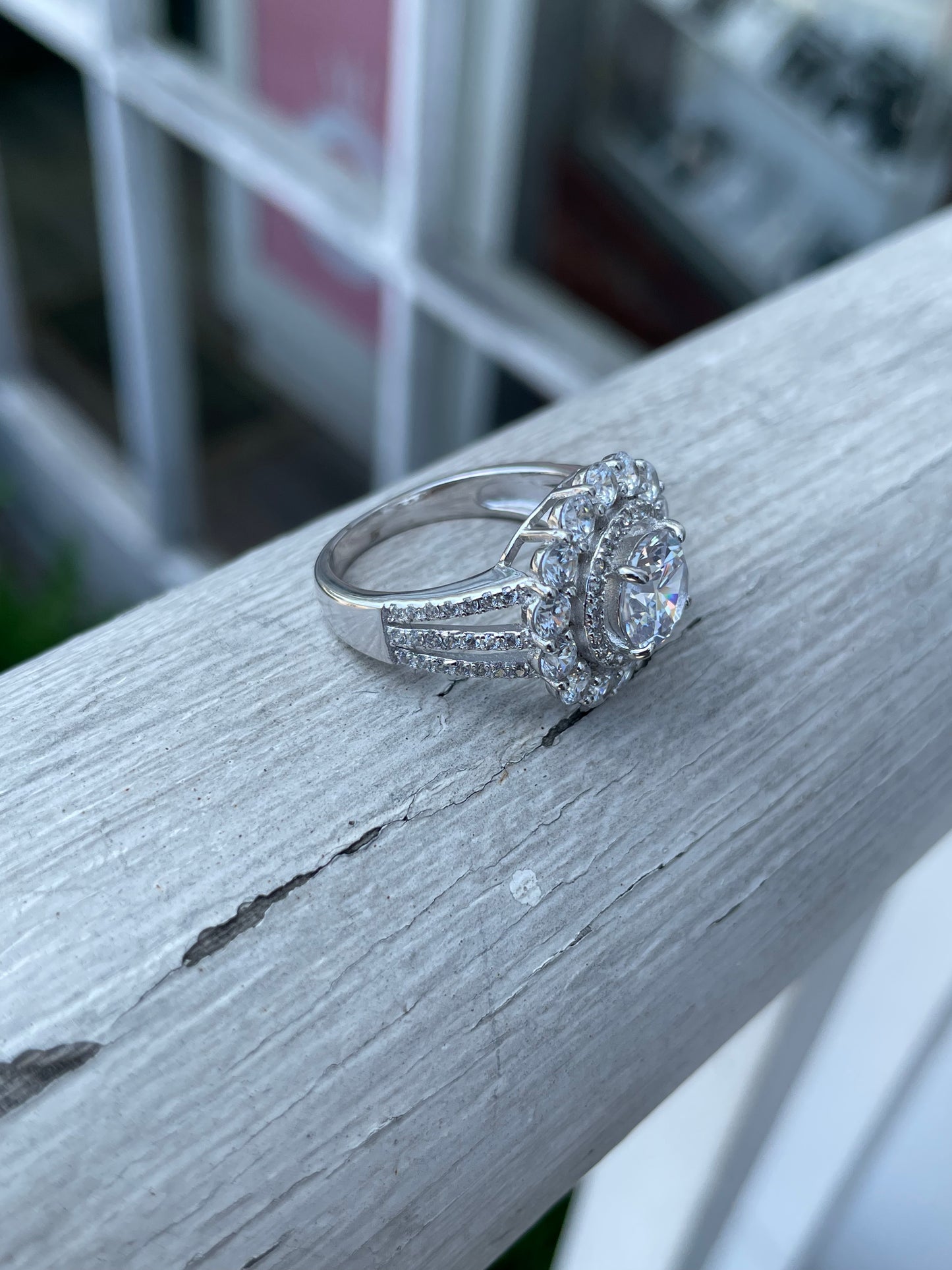 925 Sterling Silver "Coast to Coast" Round Zirconia Cluster Ring