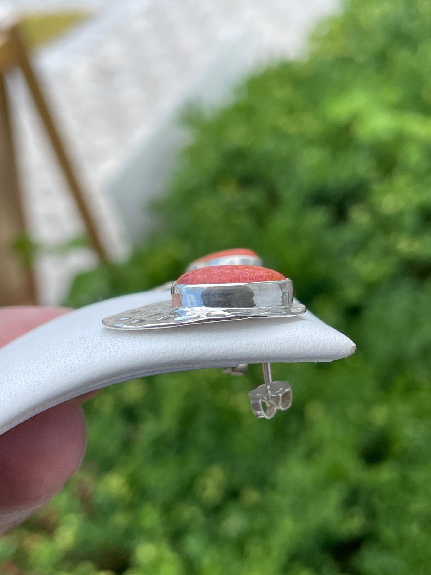 925 Sterling Silver Spiny Oyster Signet Earrings