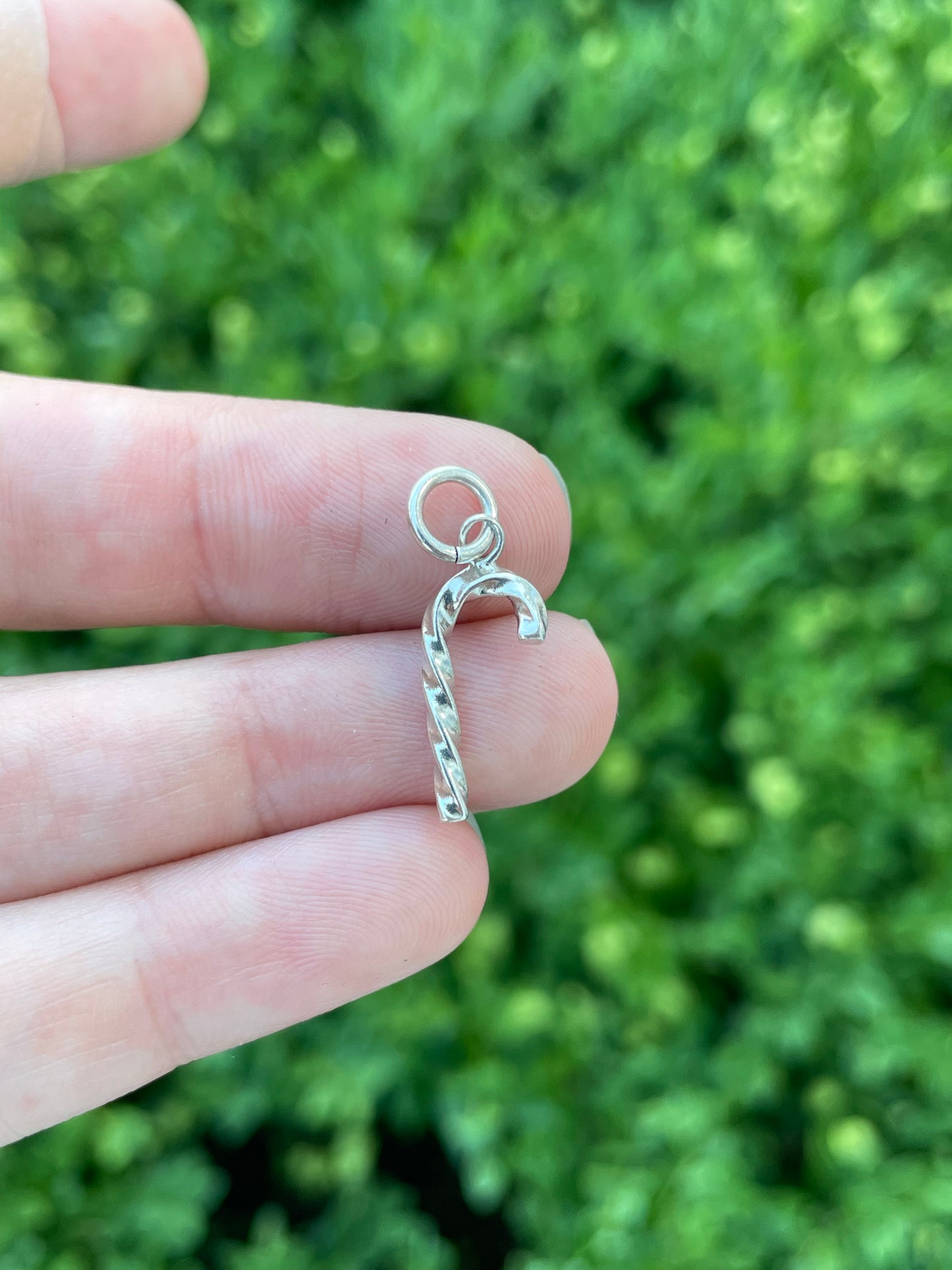 925 Sterling Silver Candy Cane Pendant Charm