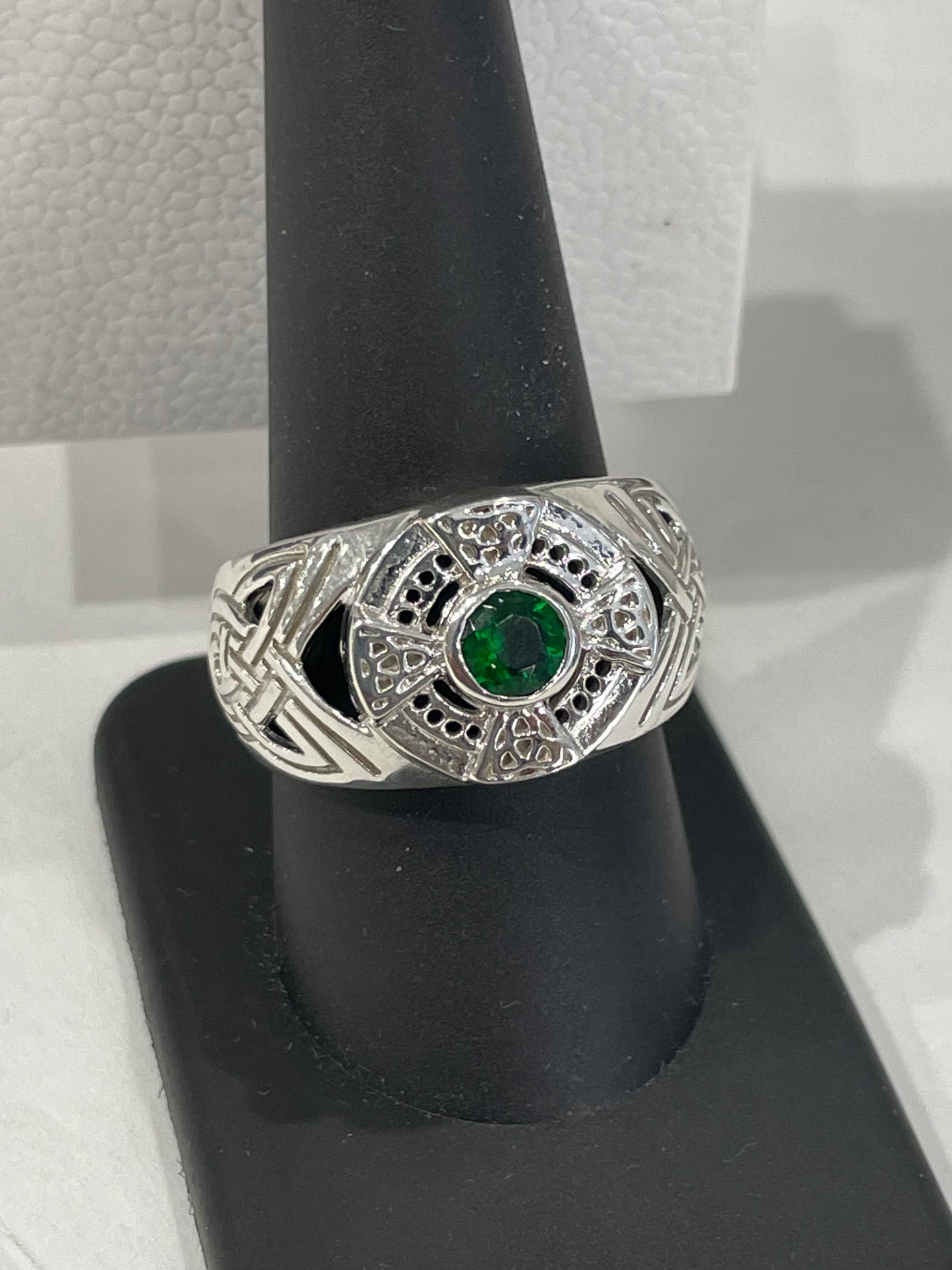 925 Sterling Silver Mens Irish Celtic Cross Ring Size 10