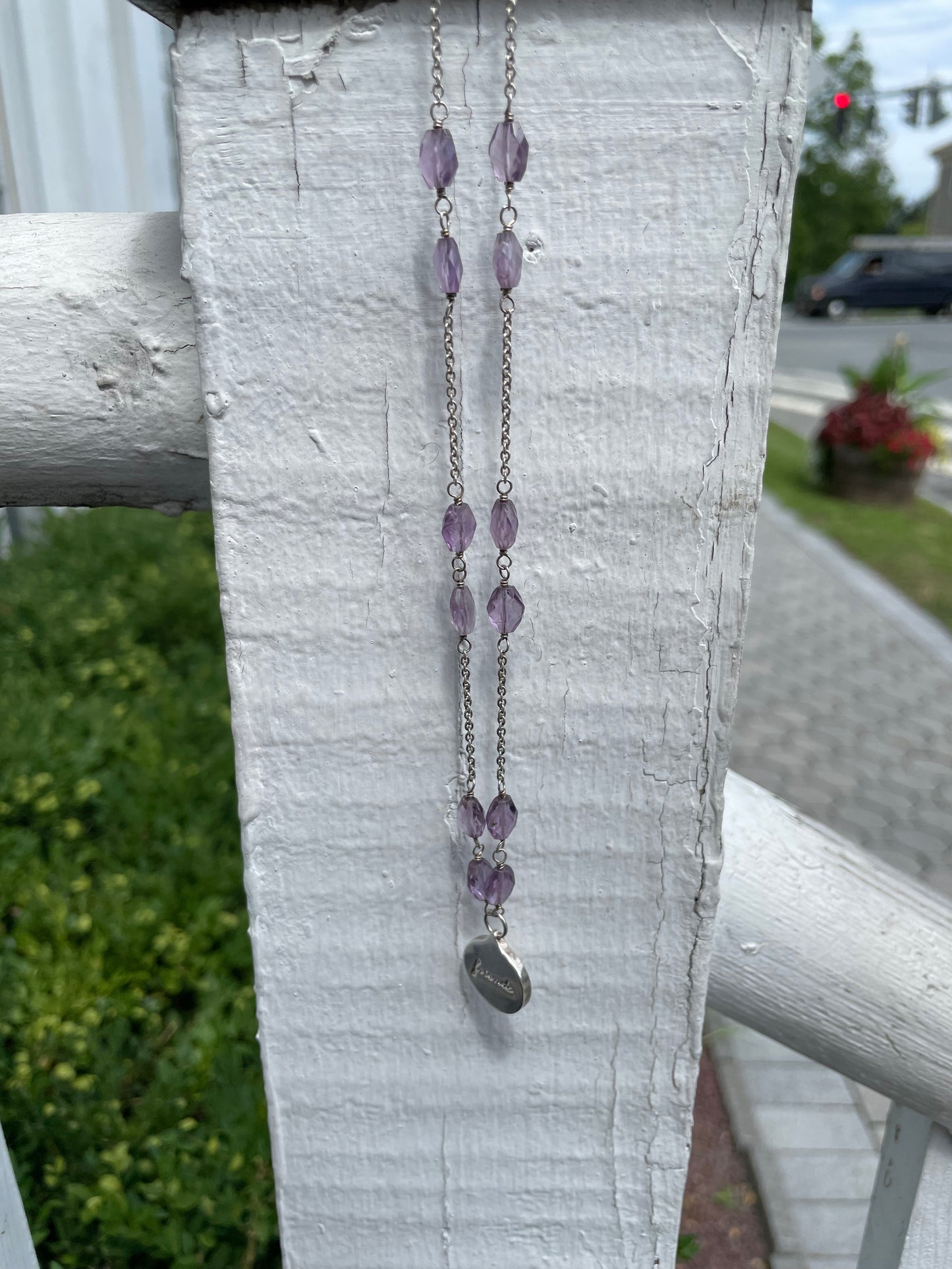 925 Sterling Silver Rare Friends Sanskrit Amethyst Necklace