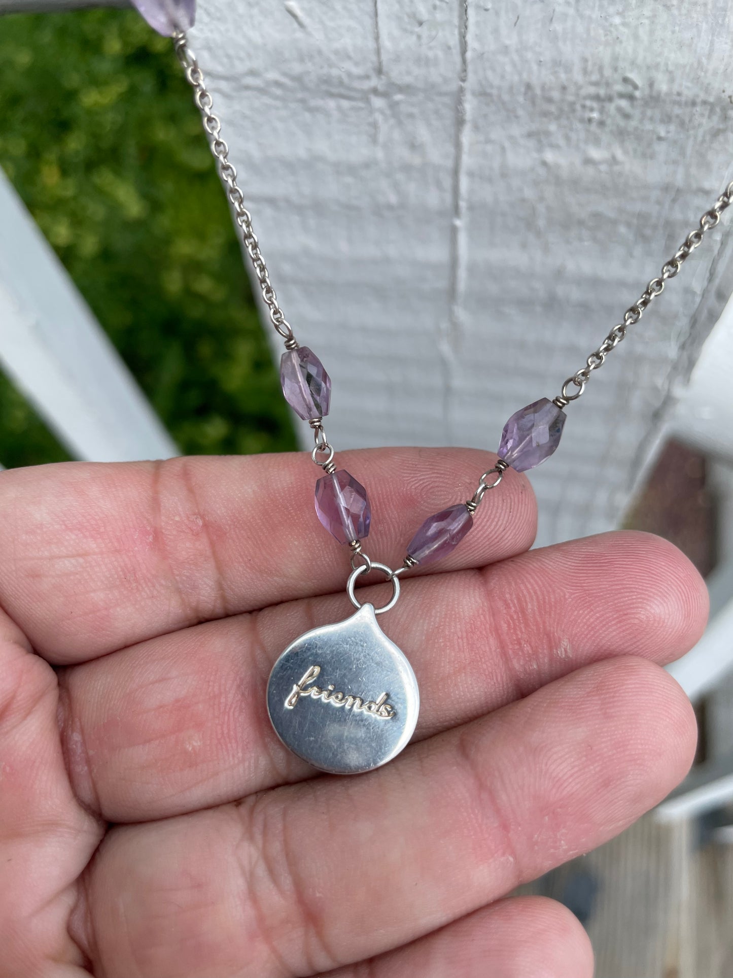 925 Sterling Silver Rare Friends Sanskrit Amethyst Necklace