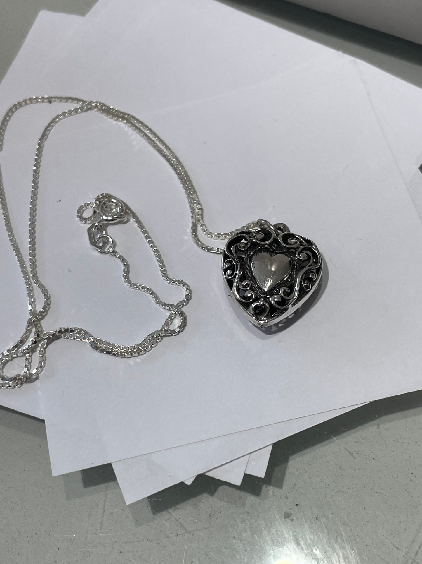 925 Sterling Silver "My Vintage Heart" Openwork Heart Necklace