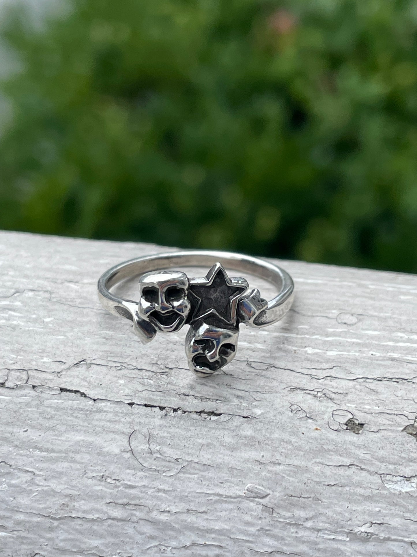 925 Sterling Silver Comedy & Tragedy Mask Ring