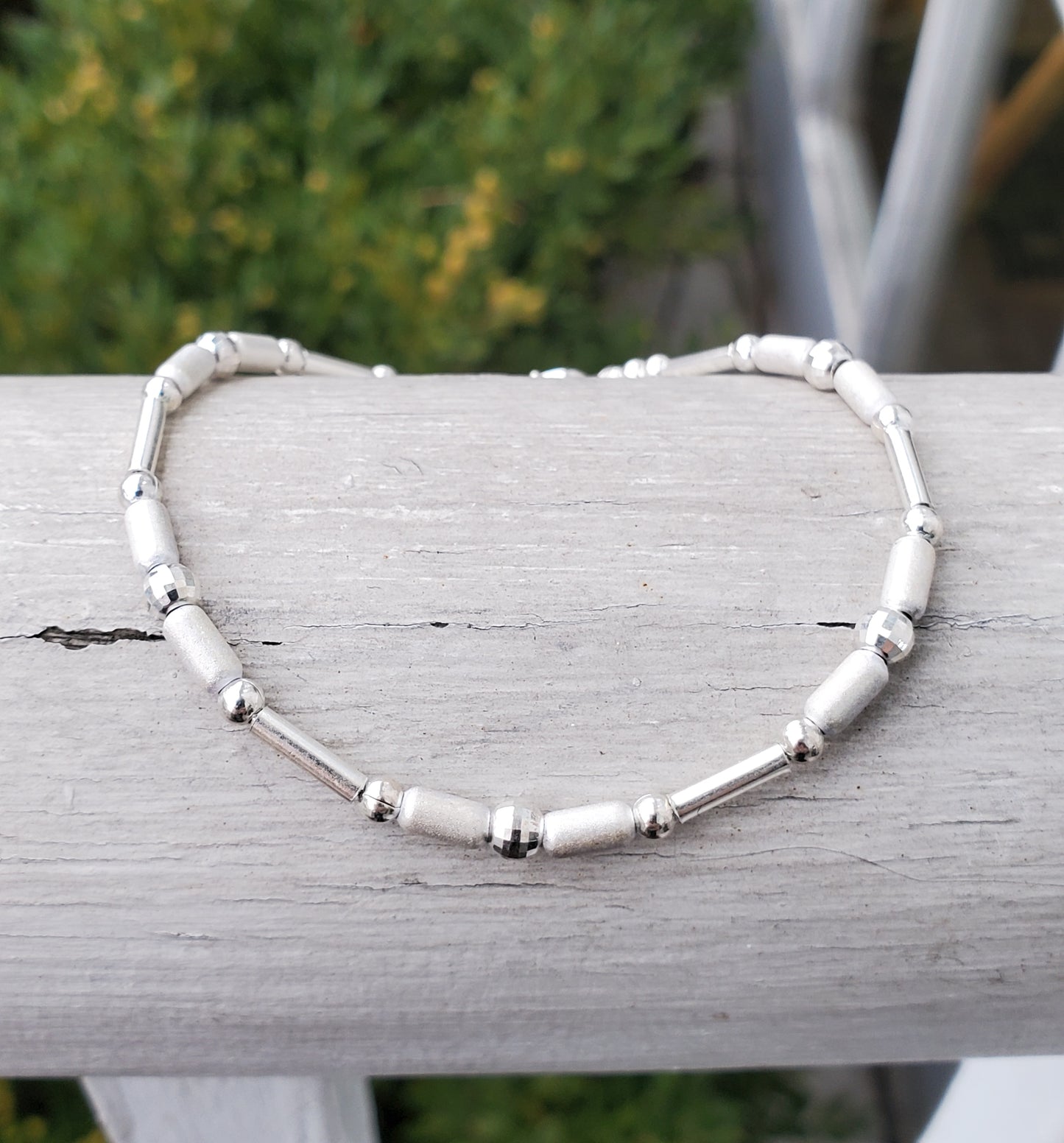 925 Sterling Silver "Morse Code" Stackable Beaded Bracelet
