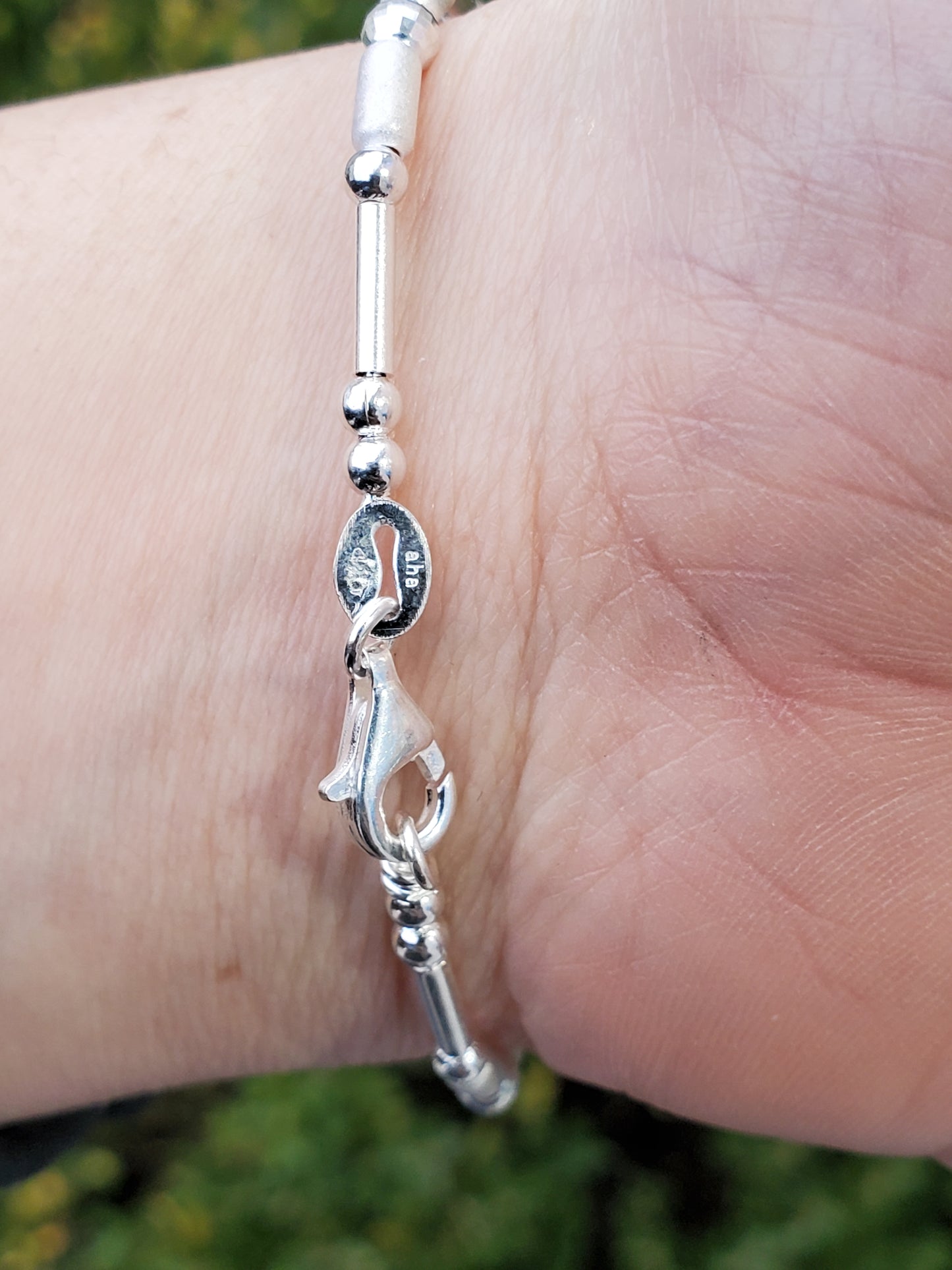 925 Sterling Silver "Morse Code" Stackable Beaded Bracelet