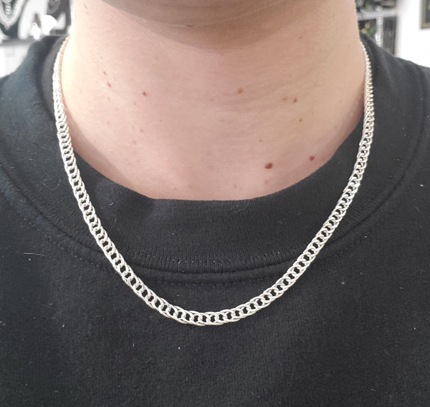 925 Sterling Silver Rambo Curb Link Necklace & Bracelet Set