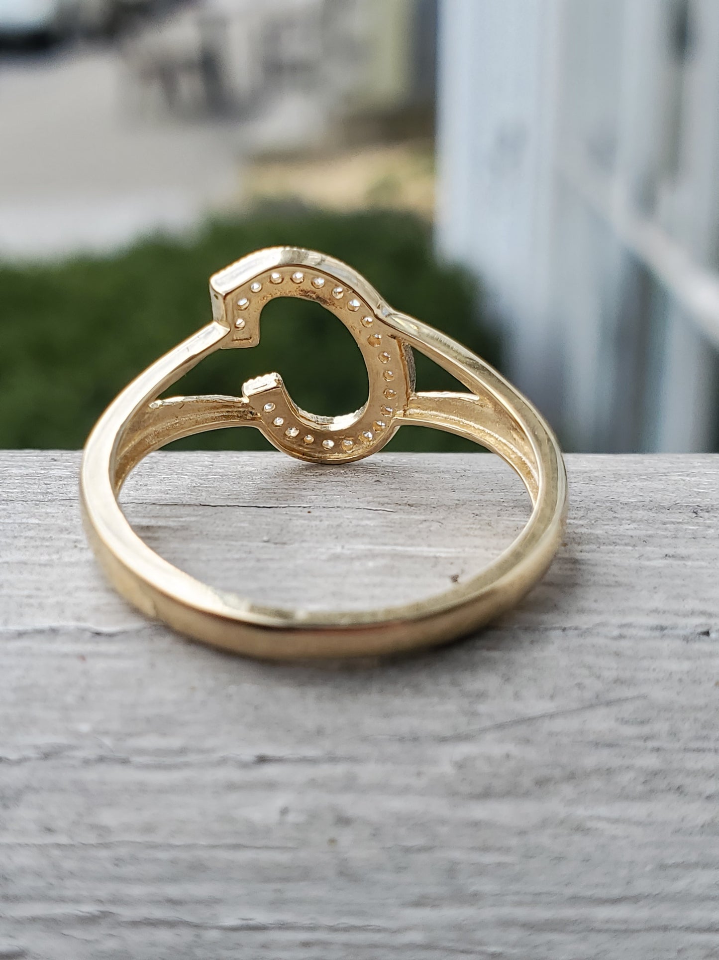 14k Solid Gold C Cubic Zirconia Initial Ring